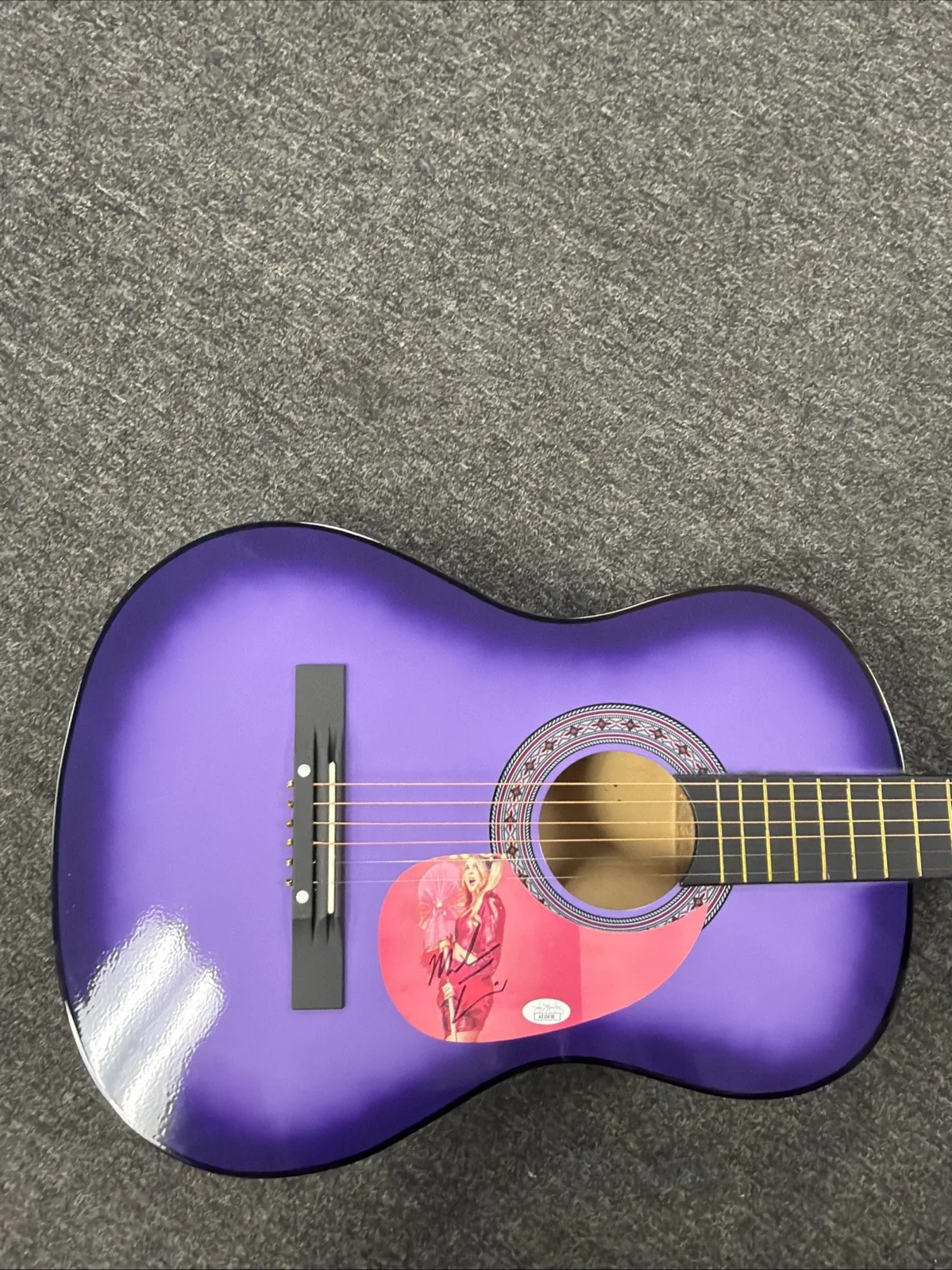 Megan Trainer Signed Purple Acoustic Guitar JSA, image 3
