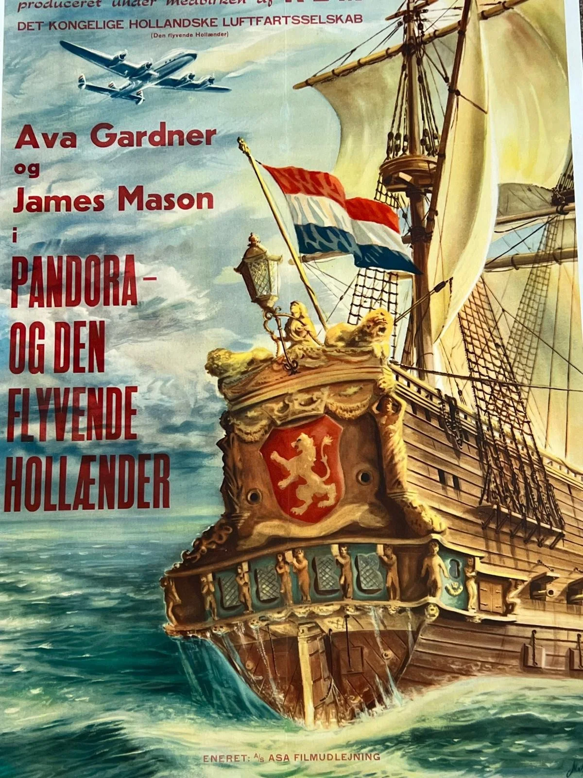Pandora and the Flying Dutchman Original Danish Film Poster LINEN BACKED 1951, изображение 4
