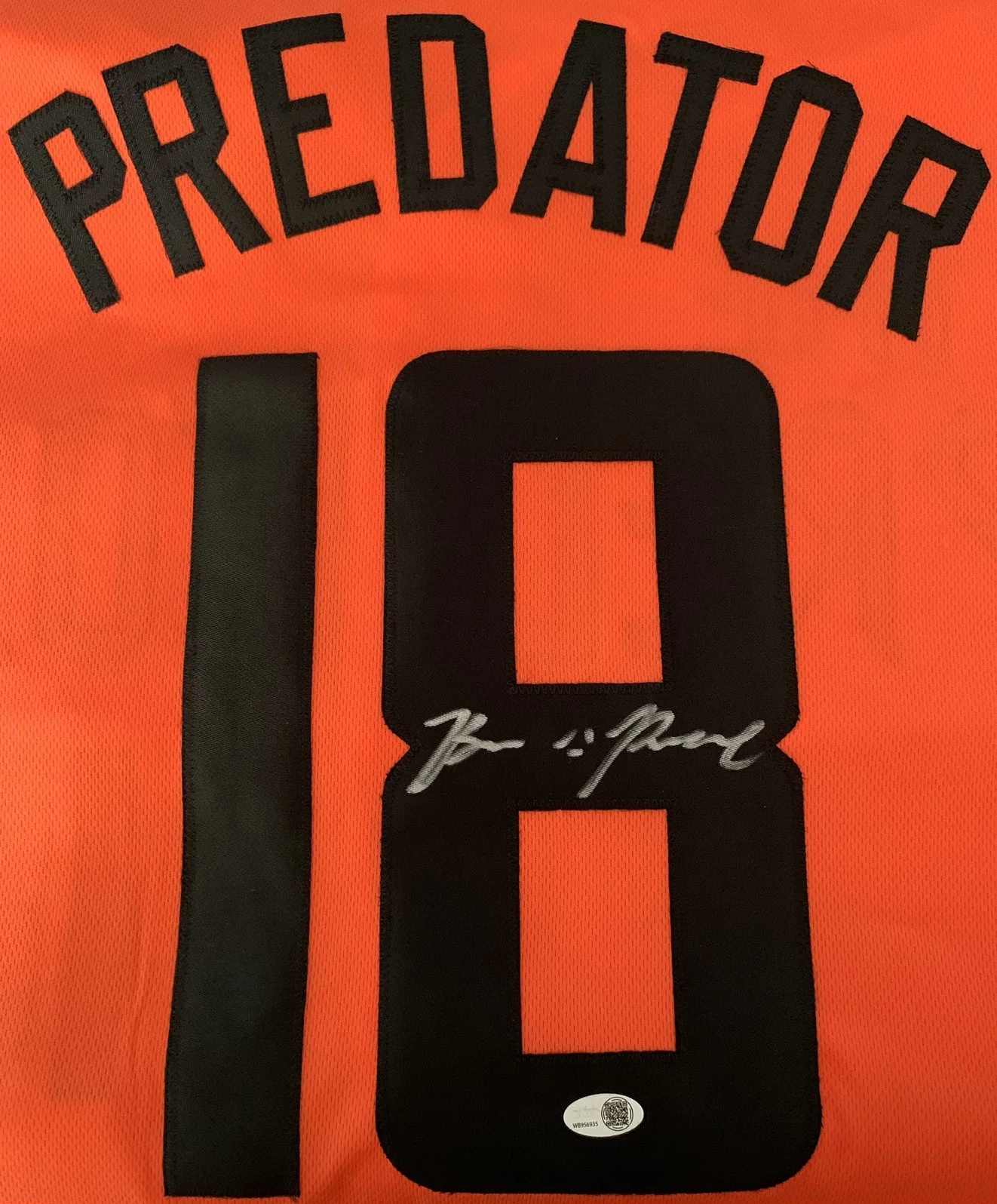 Brian Prince Jr — Brian Prince Jr Signed Autographed The Predator Jersey Orange JSA Authenticated., image 4