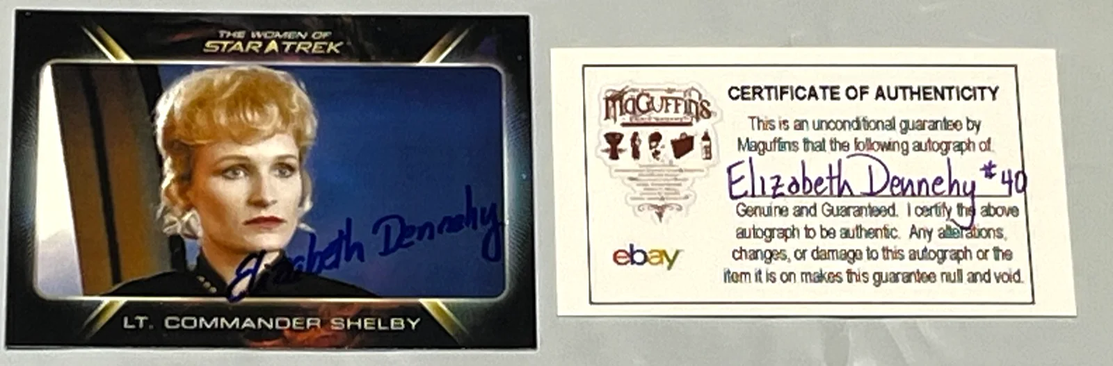ELIZABETH DENNEHY — STAR TREK TNG ELIZABETH DENNEHY SIGNED CARD W/COA