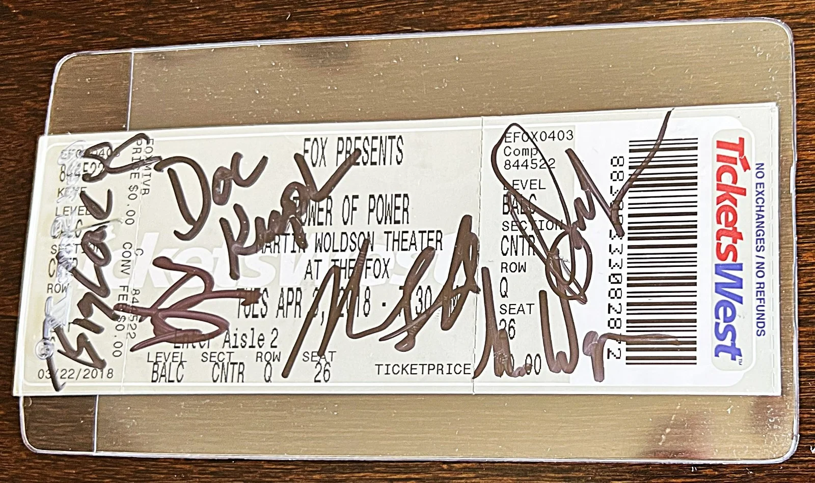 SIGNED! TOWER OF POWER Spokane, WA. April 3, 2018 Concert Ticket!, image 3
