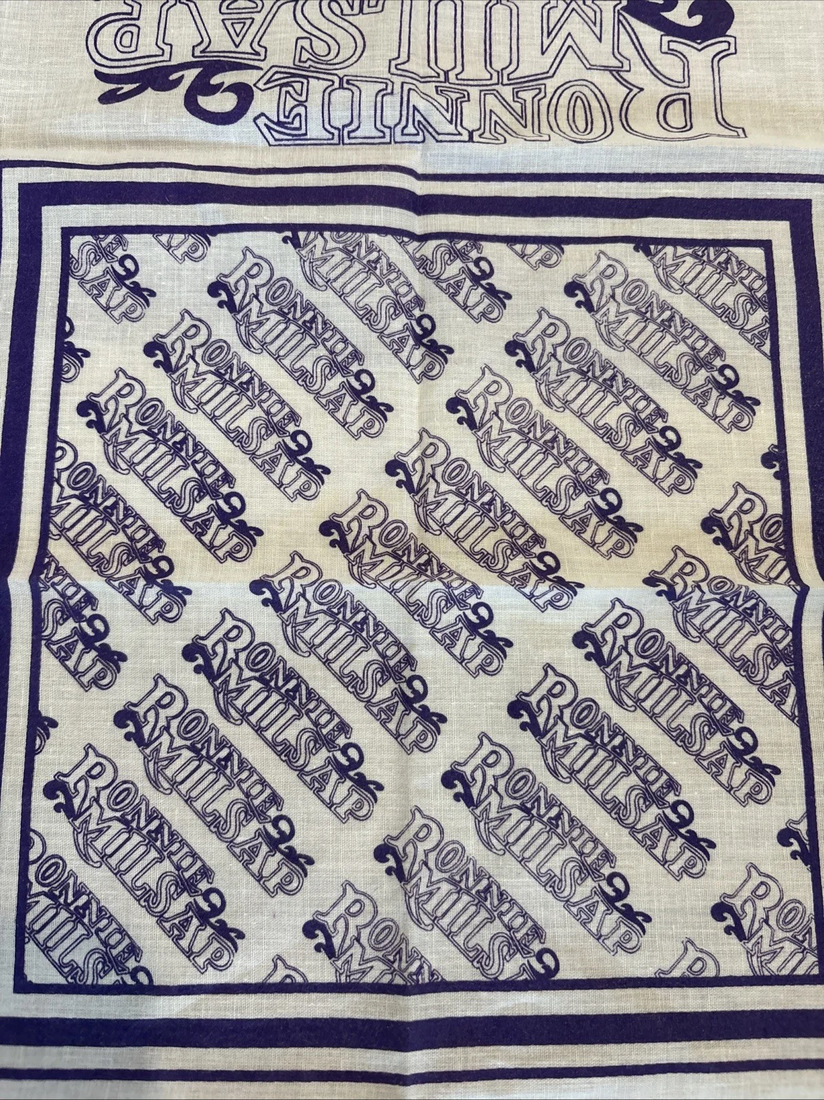 VTG 70/80s RONNIE MILSAP Cloth Bandana USA Purple White Rare New Country Music, изображение 5