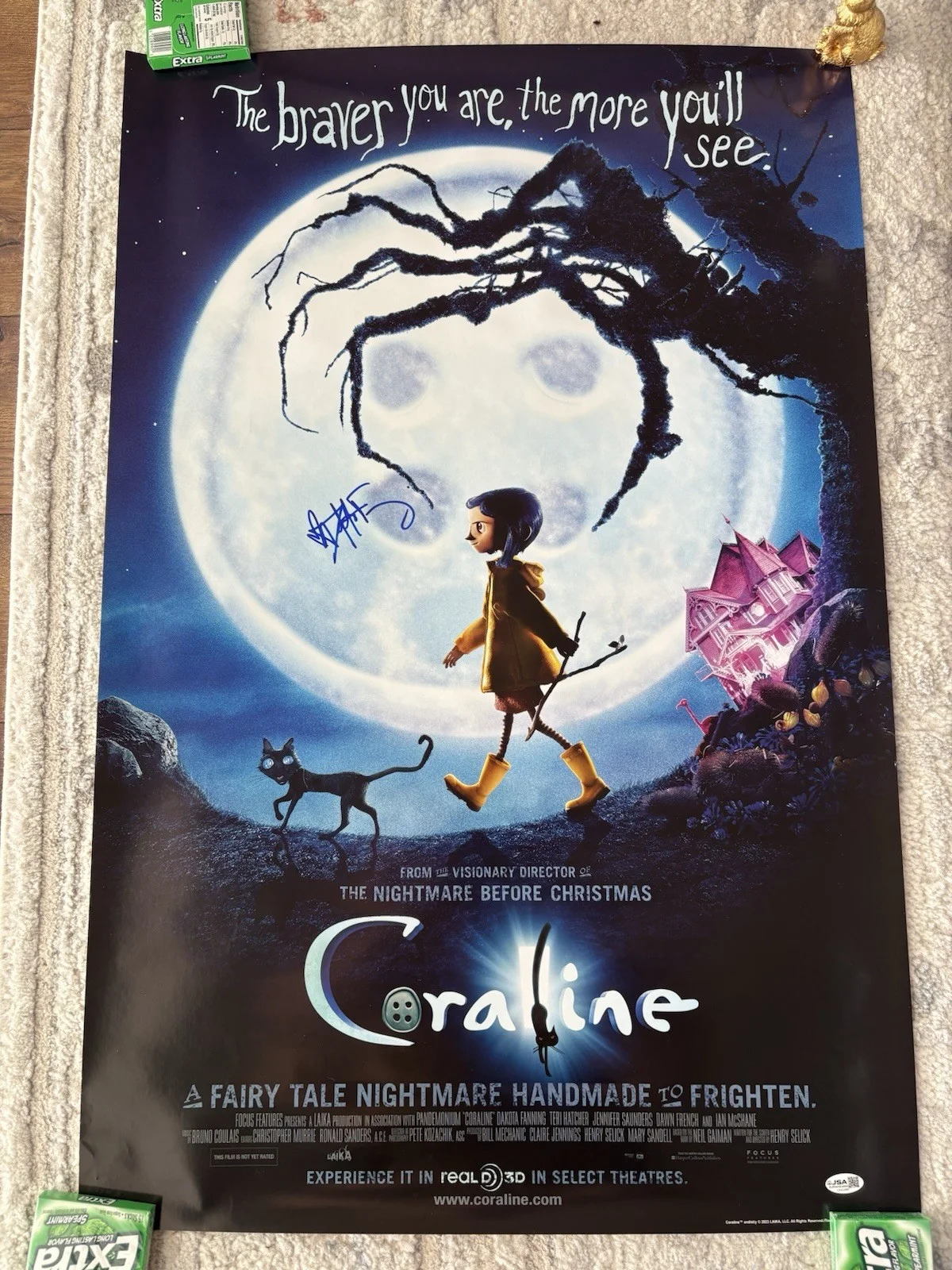 Dakota Fanning — Dakota Fanning Signed Autographed Coraline Full Size Poster 22.375x34 PROOF JSA!, изображение 3
