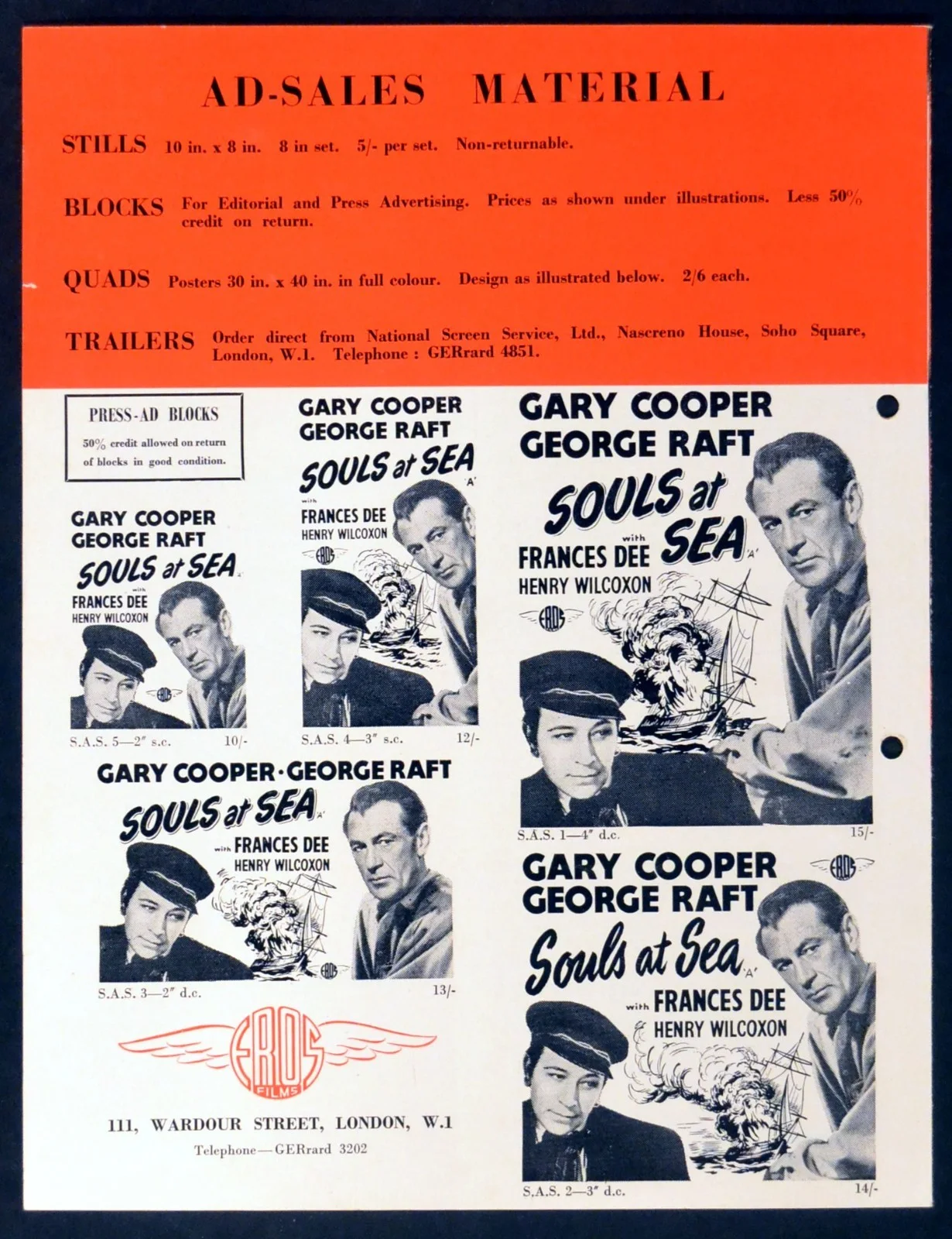 SOULS AT SEA 1937 Gary Cooper, George Raft, Frances Dee UK CAMPAIGN BOOK, image 2