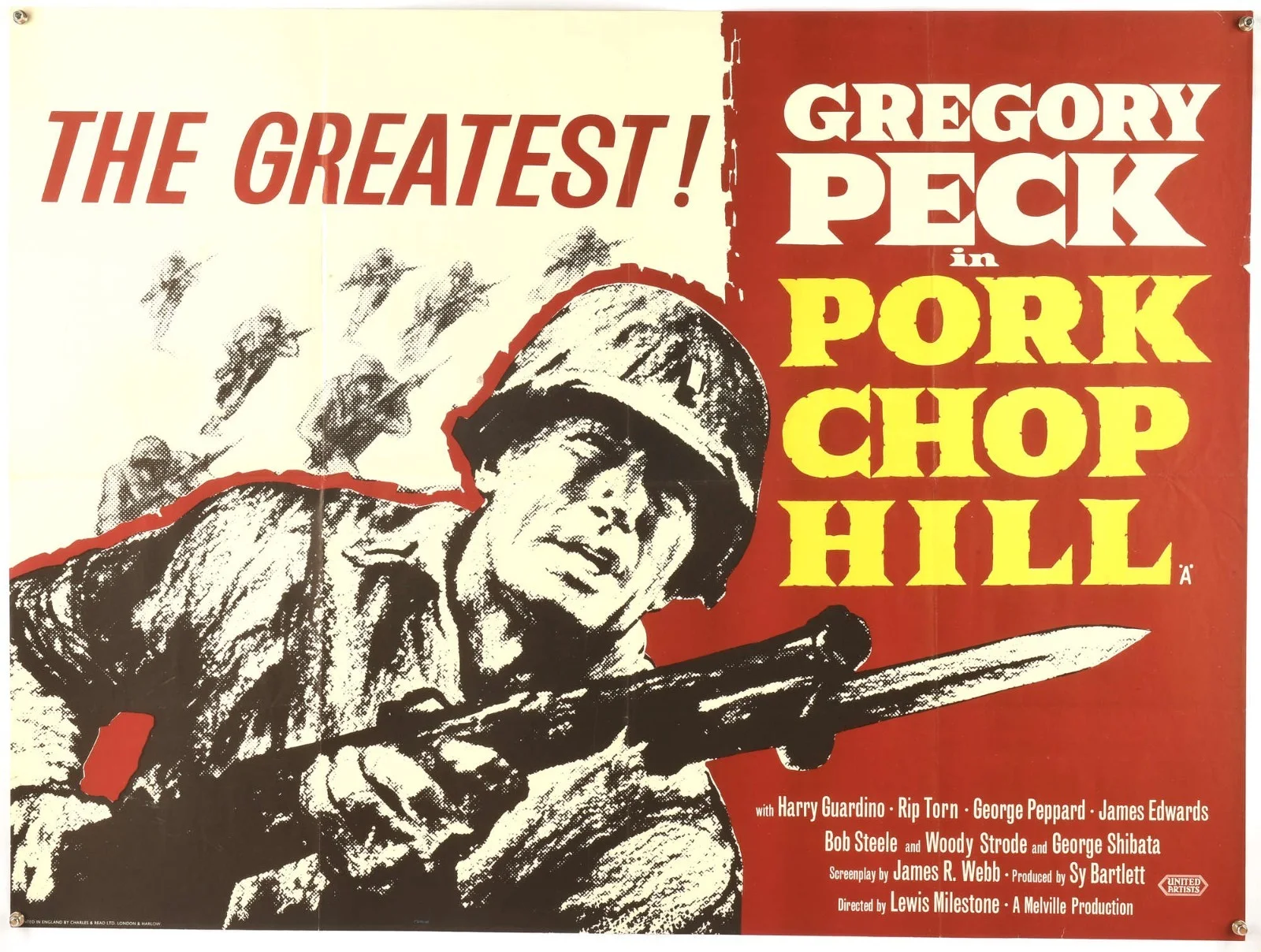 GREGORY PECK Pork Chop Hill (1959) Original folded UK Quad Poster 30'' X 40''-VG, изображение 2