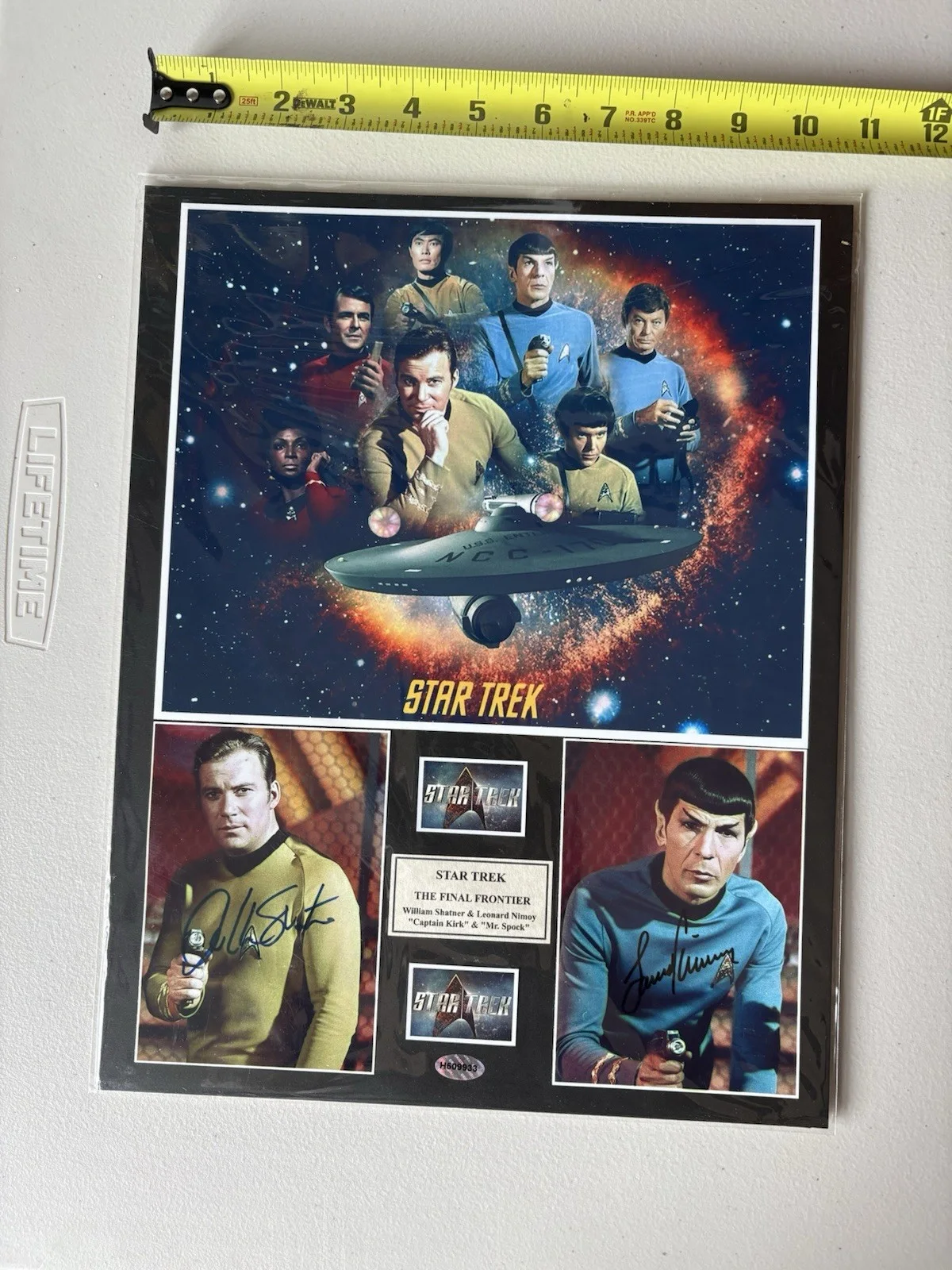 William Shatner Leonard Nimoy — STAR TREK DUAL SIGNED (X2) (RARE FIND) 2 (3.5X5in.) Photos On 11X14 Cardboard