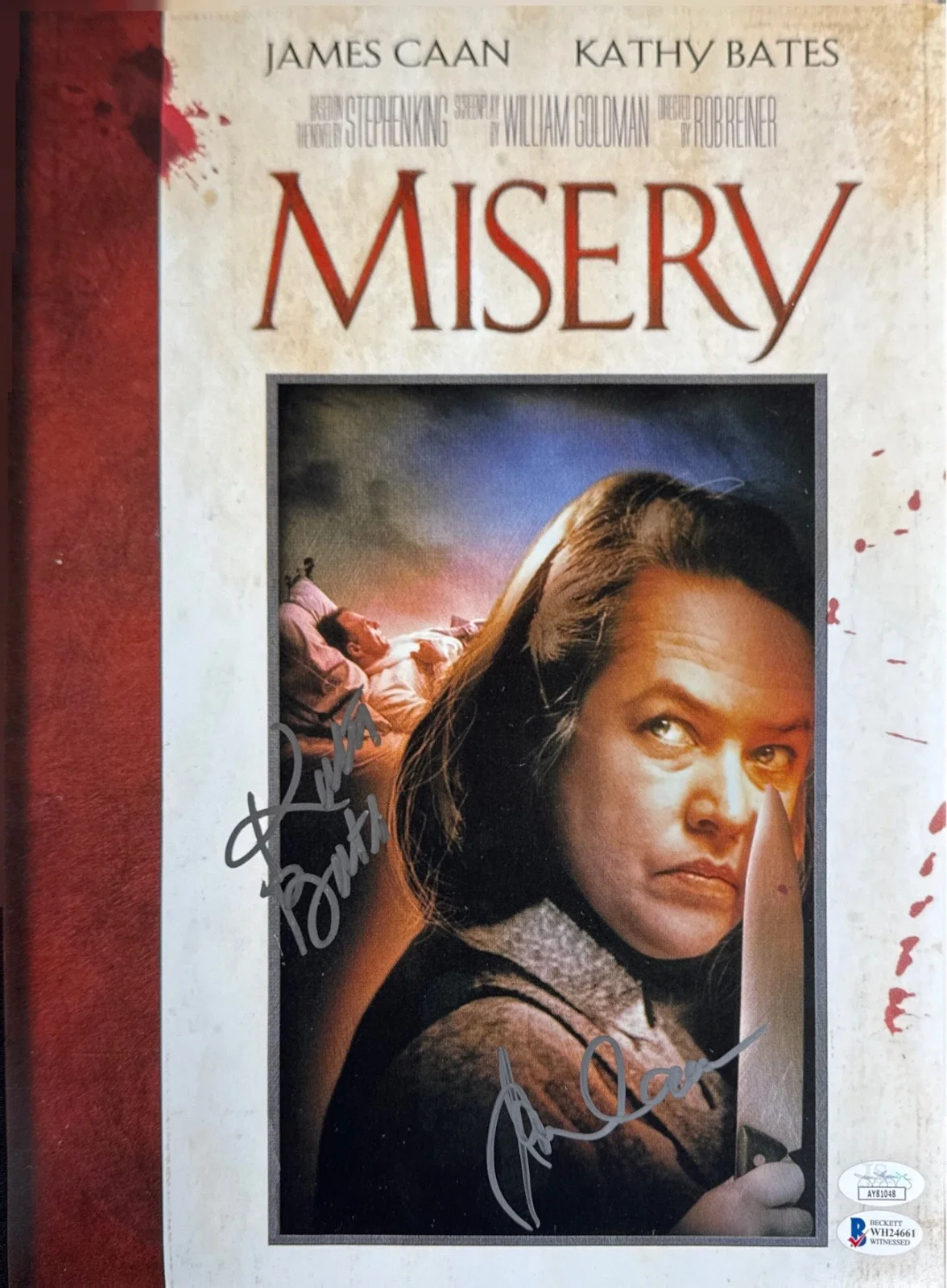 Kathy Bates — James Caan, Kathy Bates Signed 11x14 Misery Movie Poster BAS JSA