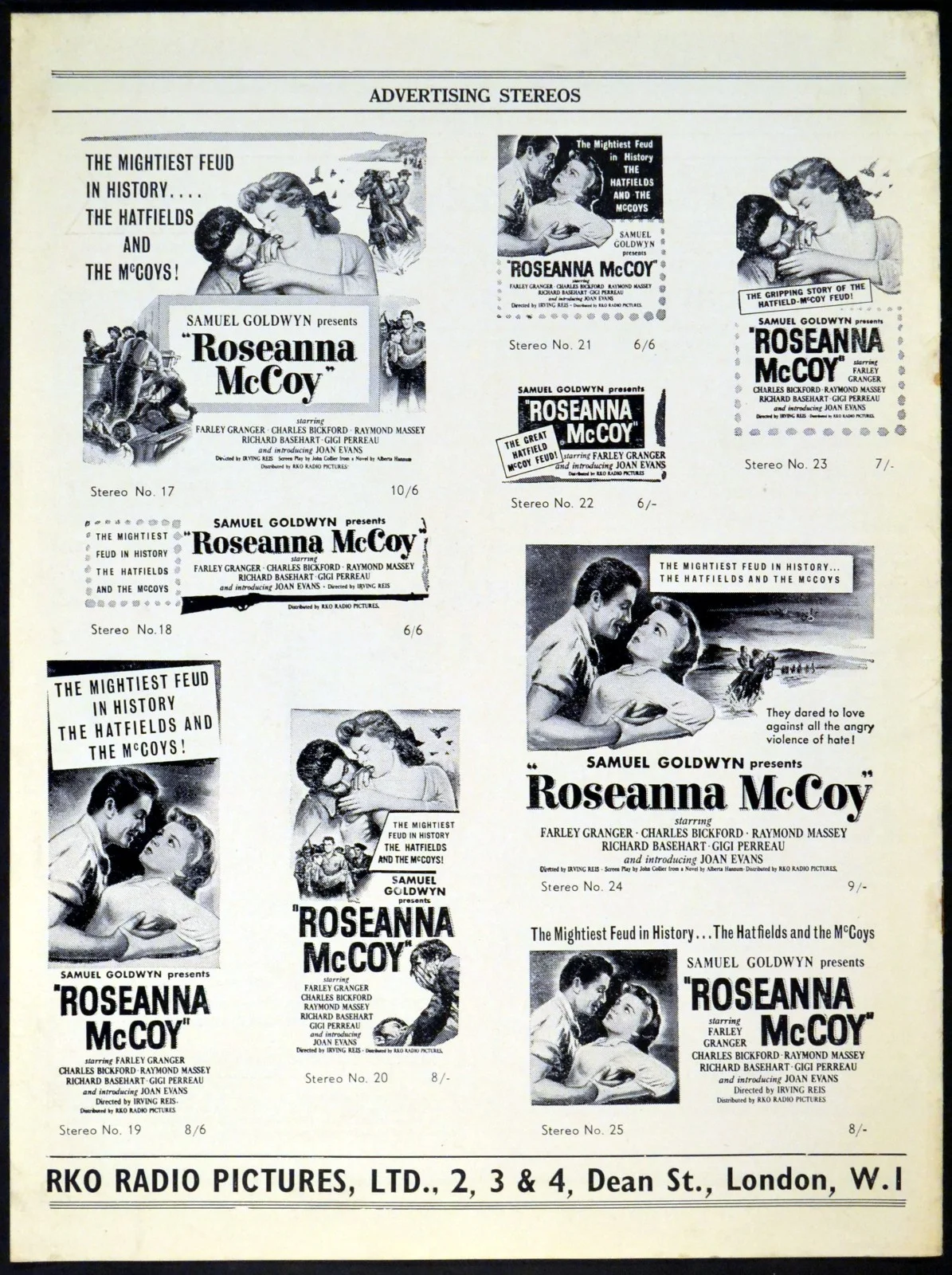 ROSEANNA McCOY 1949 Farley Granger, Joan Evans, Charles Bickford UK PRESSBOOK, image 2