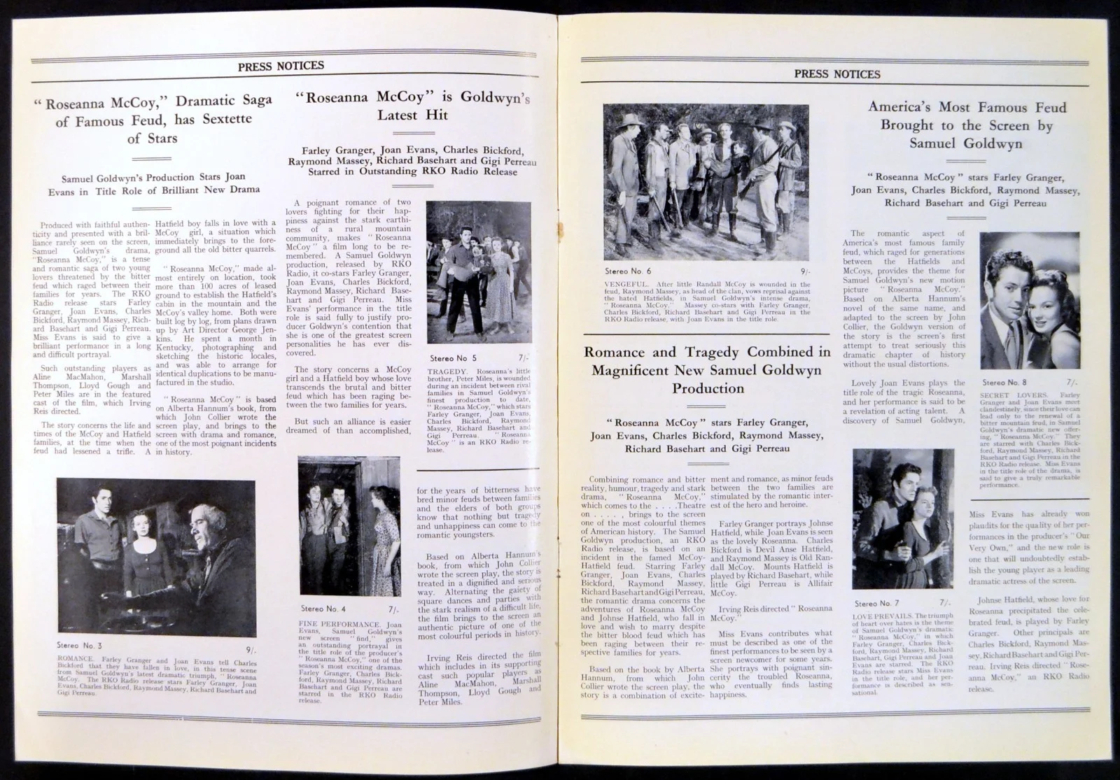 ROSEANNA McCOY 1949 Farley Granger, Joan Evans, Charles Bickford UK PRESSBOOK, image 3