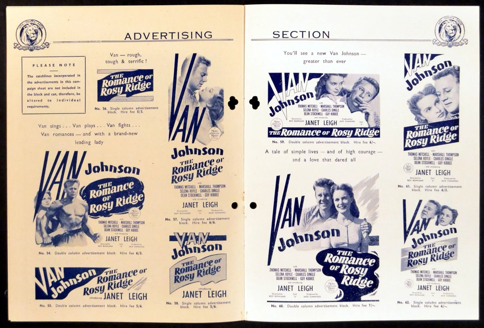 ROMANCE OF ROSY RIDGE 1947 Van Johnson, Thomas Mitchell UK CAMPAIGN BOOK, image 2