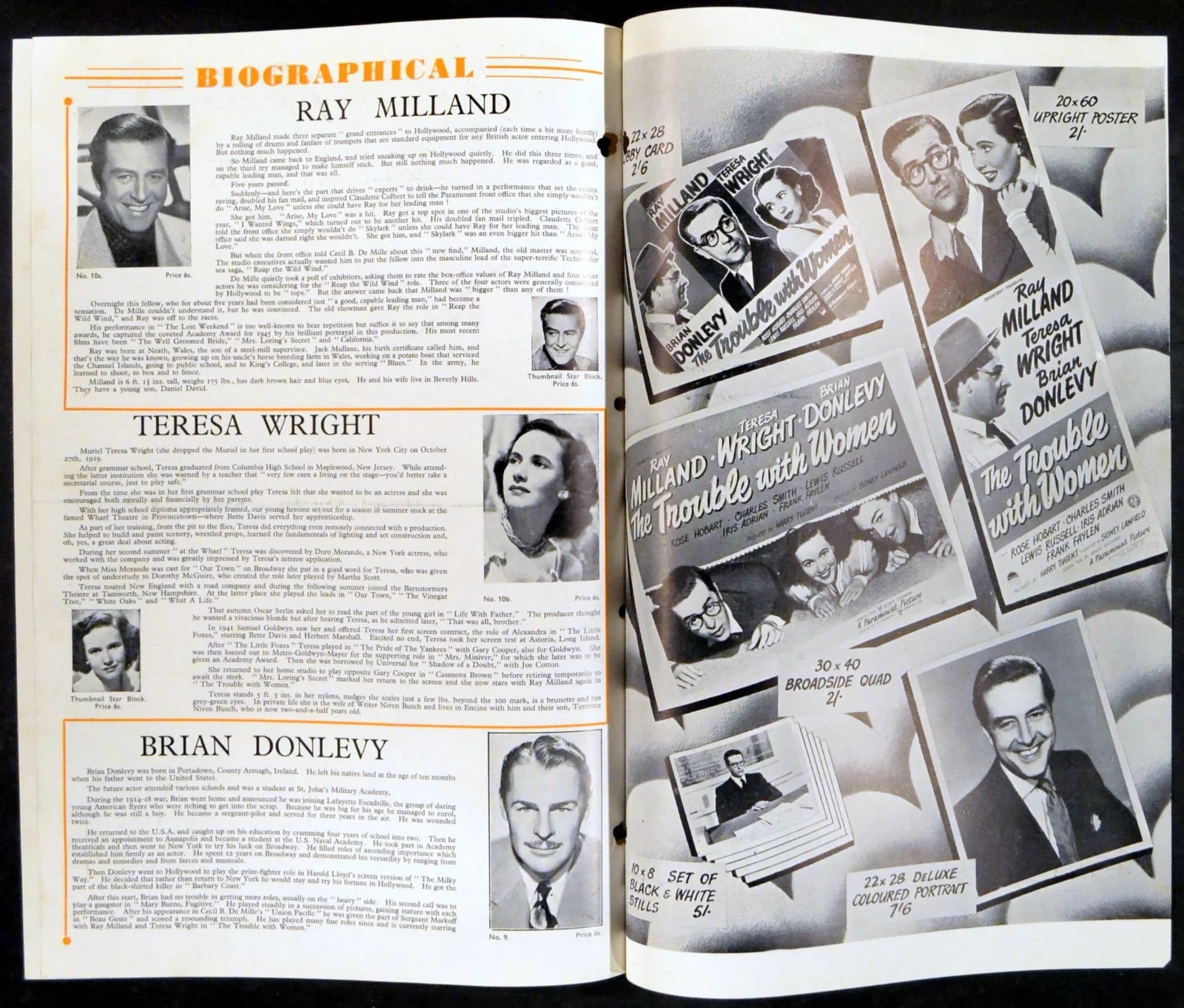 TROUBLE WITH WOMEN 1946 Ray Milland, Teresa Wright, Brian Donlevy UK PRESSBOOK, изображение 2