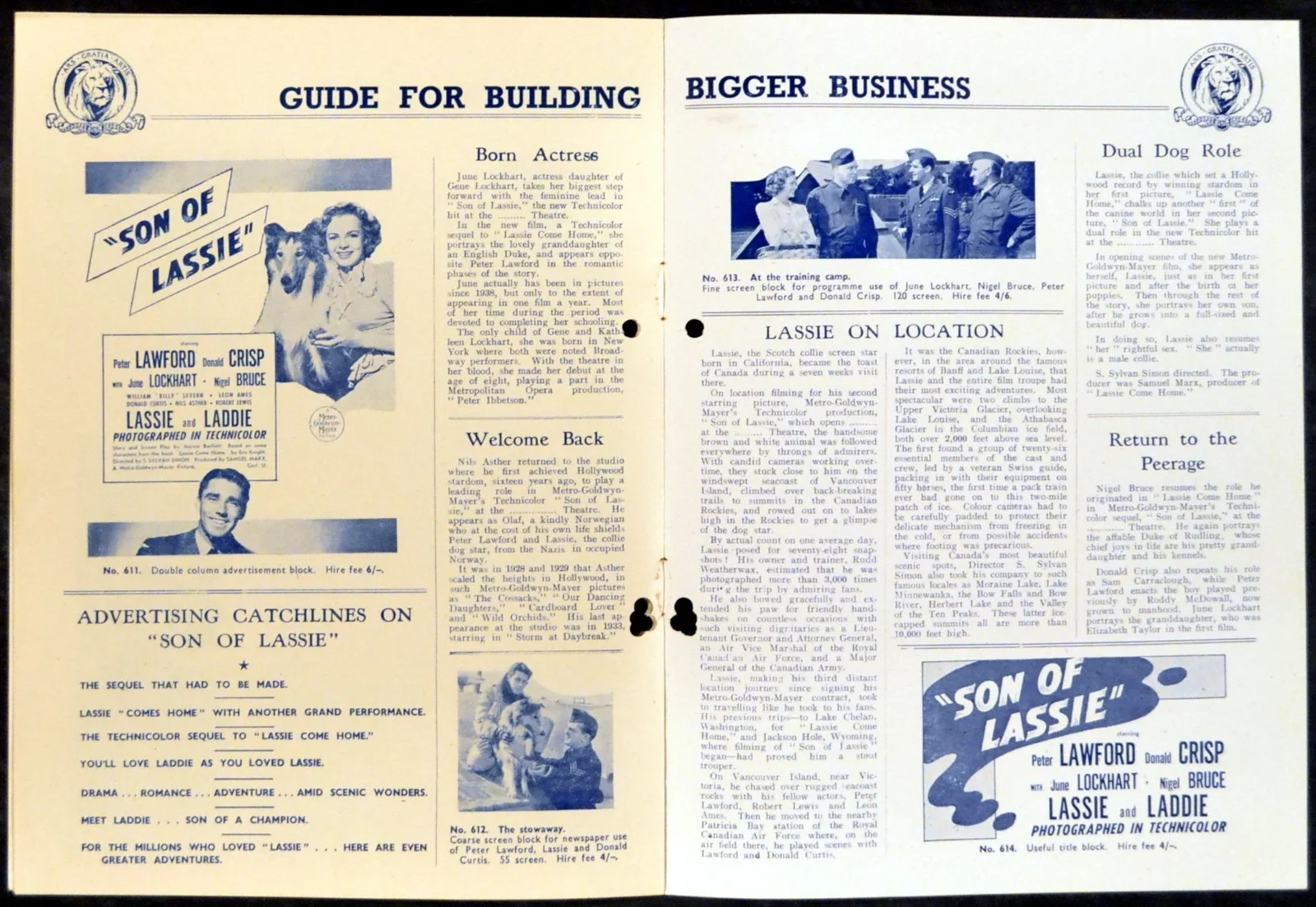 SON OF LASSIE 1945 Peter Lawford, Donald Crisp, June Lockhart UK PRESSBOOK, изображение 2