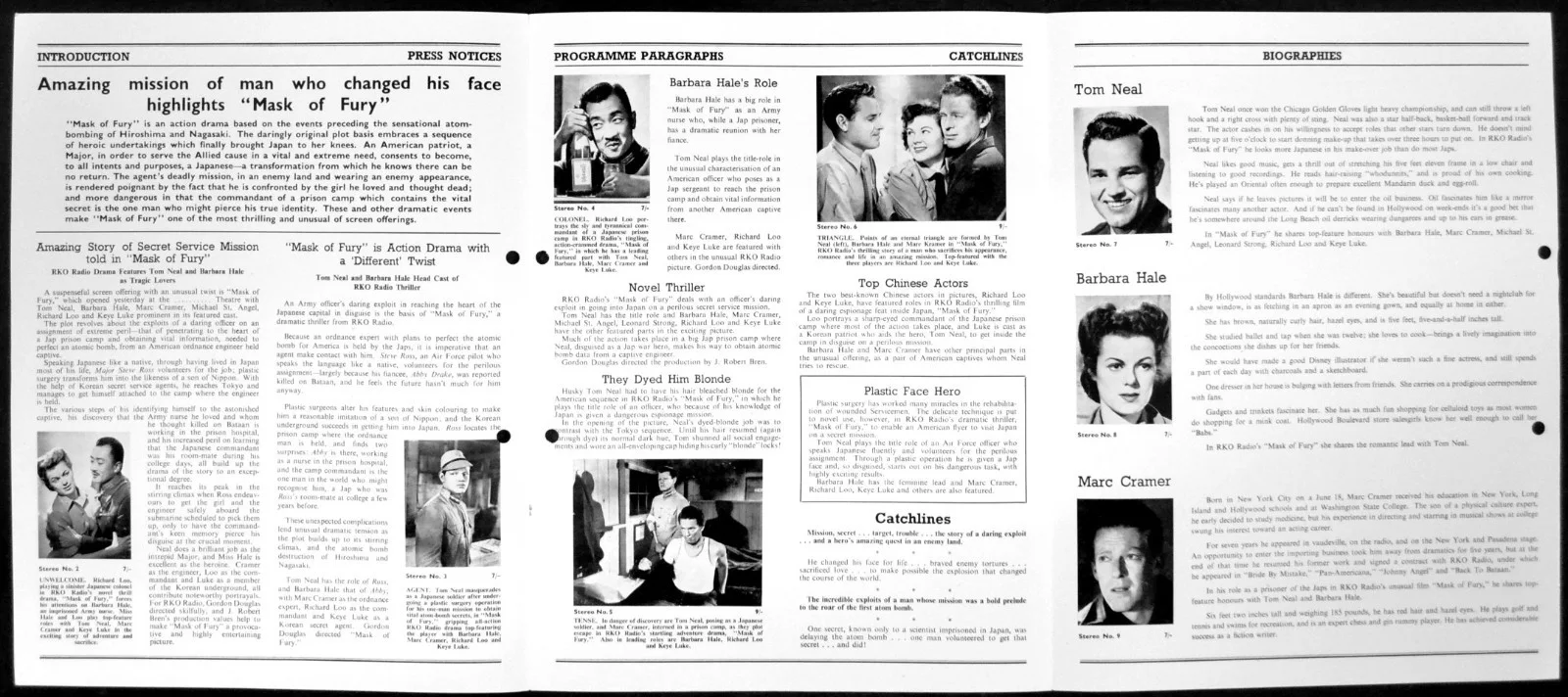MASK OF FURY 1945 Tom Neal, Barbara Hale, Marc Cramer UK CAMPAIGN BOOK, изображение 2