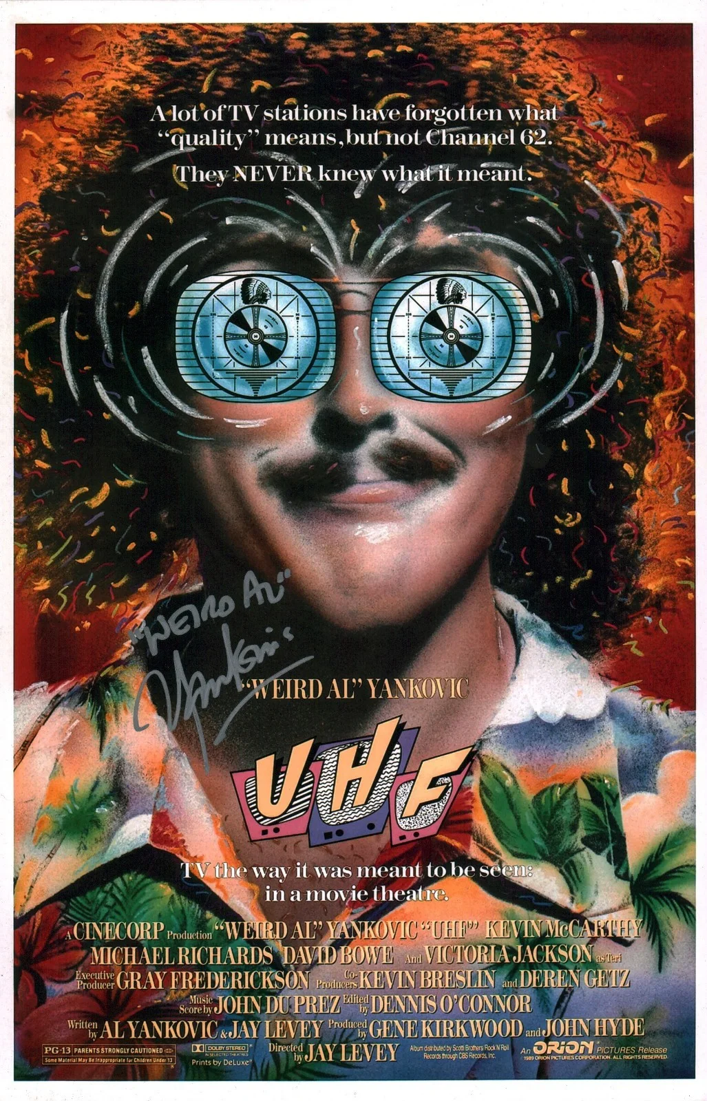 Weird Al Yankovic — Weird Al Yankovic UHF 11x17 Photo Poster JSA Certified Autograph