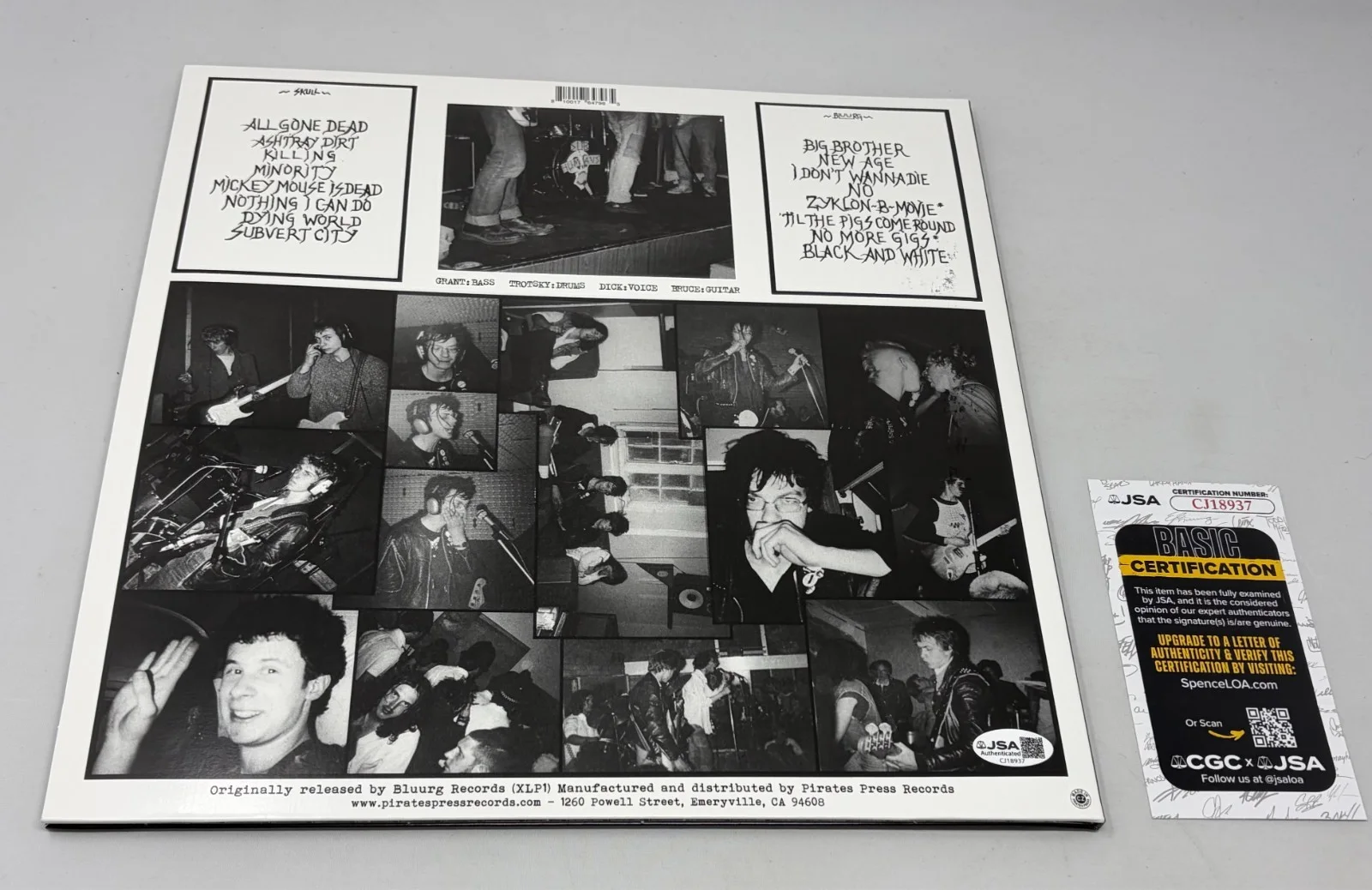 Subhumans signed The Day The Country Died Album JSA COA, image 2