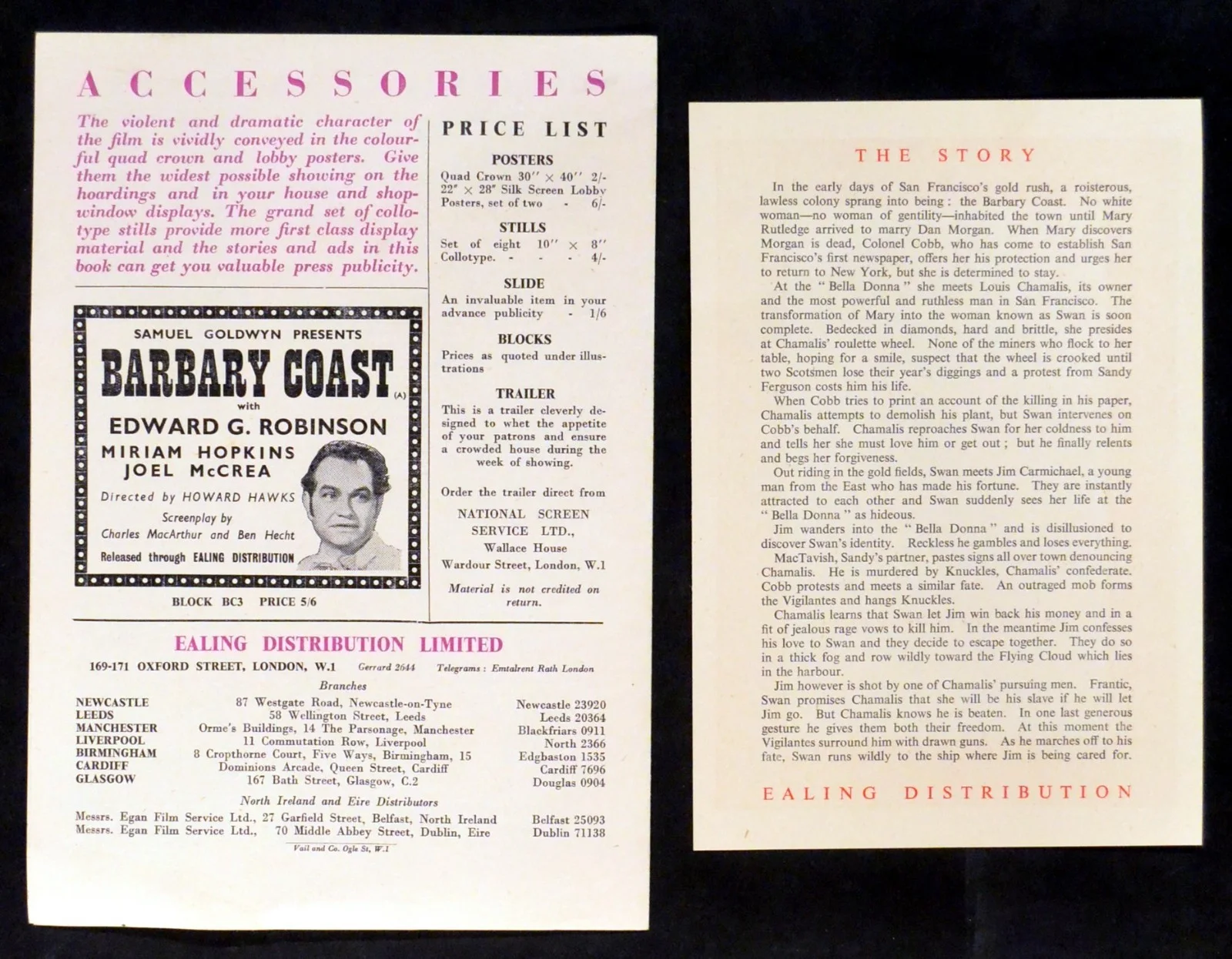 BARBARY COAST 1935 Miriam Hopkins, Edward G. Robinson, Joel McCrea UK PRESSBOOK, изображение 3