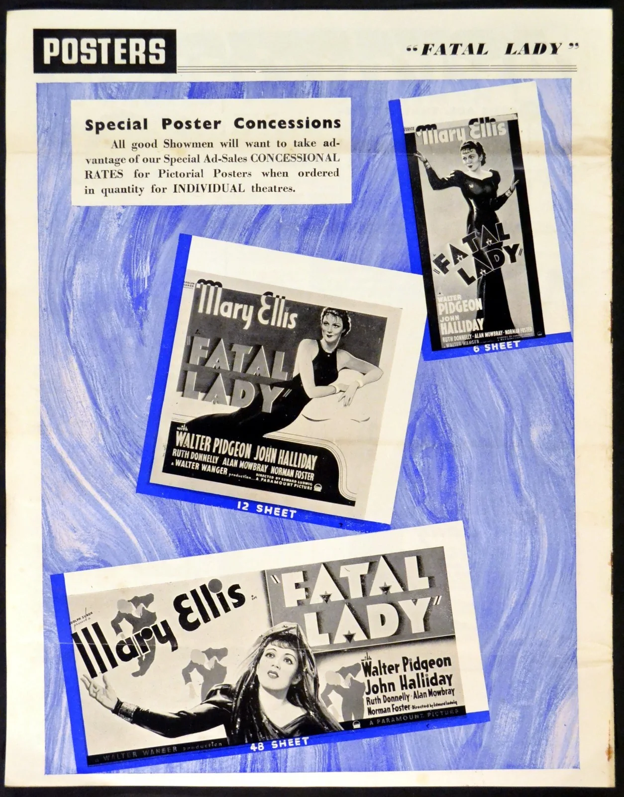 FATAL LADY 1936 Mary Ellis, Walter Pidgeon, John Halliday UK PRESSBOOK, изображение 2