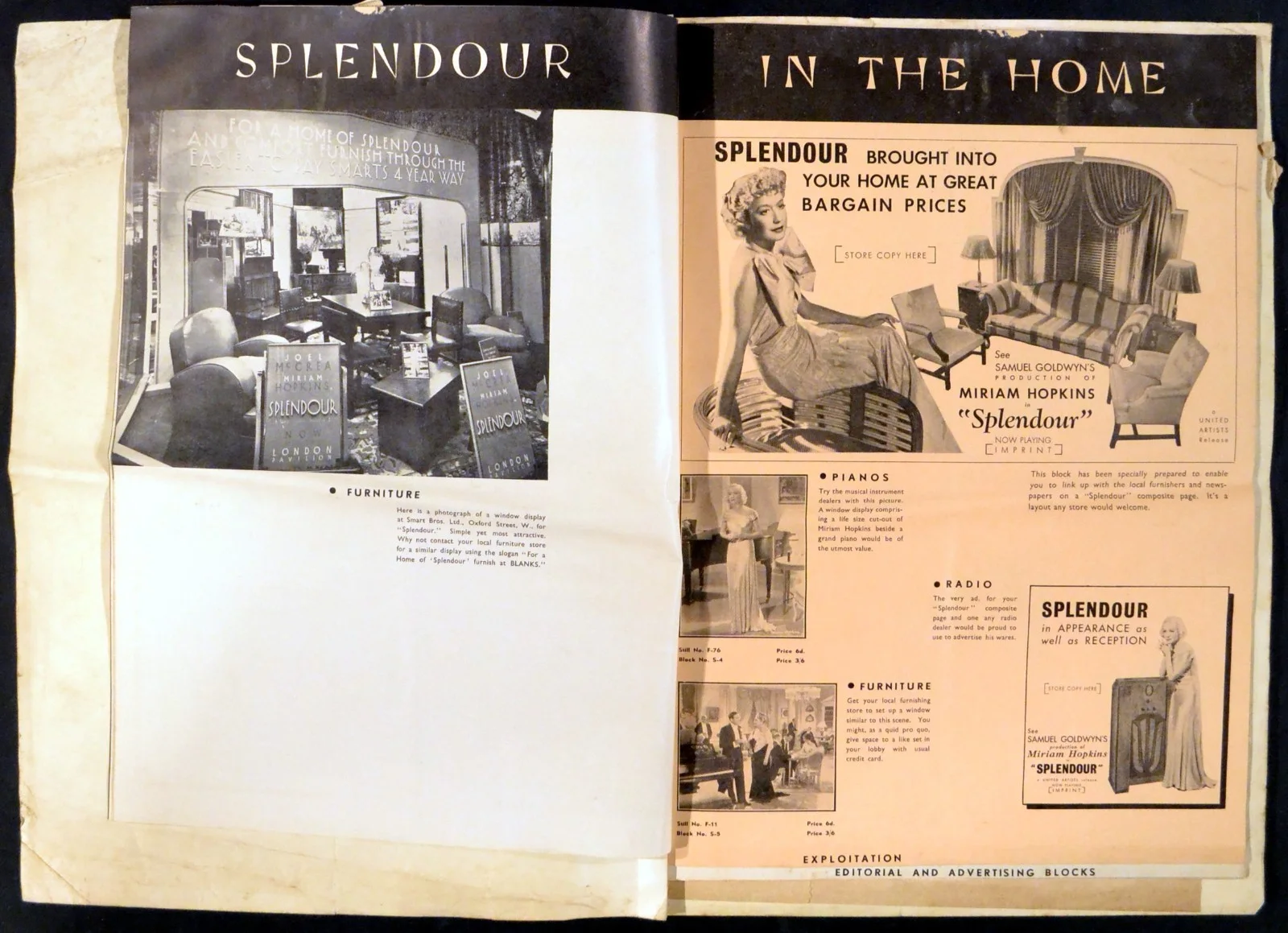 SPLENDOUR 1935 Miriam Hopkins, Joel McCrea, Paul Cavanagh UK PRESSBOOK, изображение 2