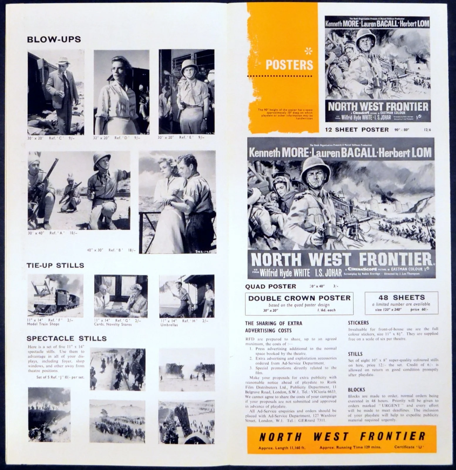 NORTH WEST FRONTIER 1959 Lauren Bacall, Kenneth More, Herbert Lom UK PRESSBOOK, image 2