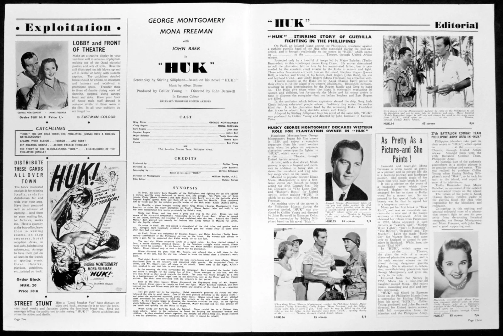 HUK! 1956 George Montgomery, Mona Freeman, John Baer UK CAMPAIGN BOOK, изображение 2