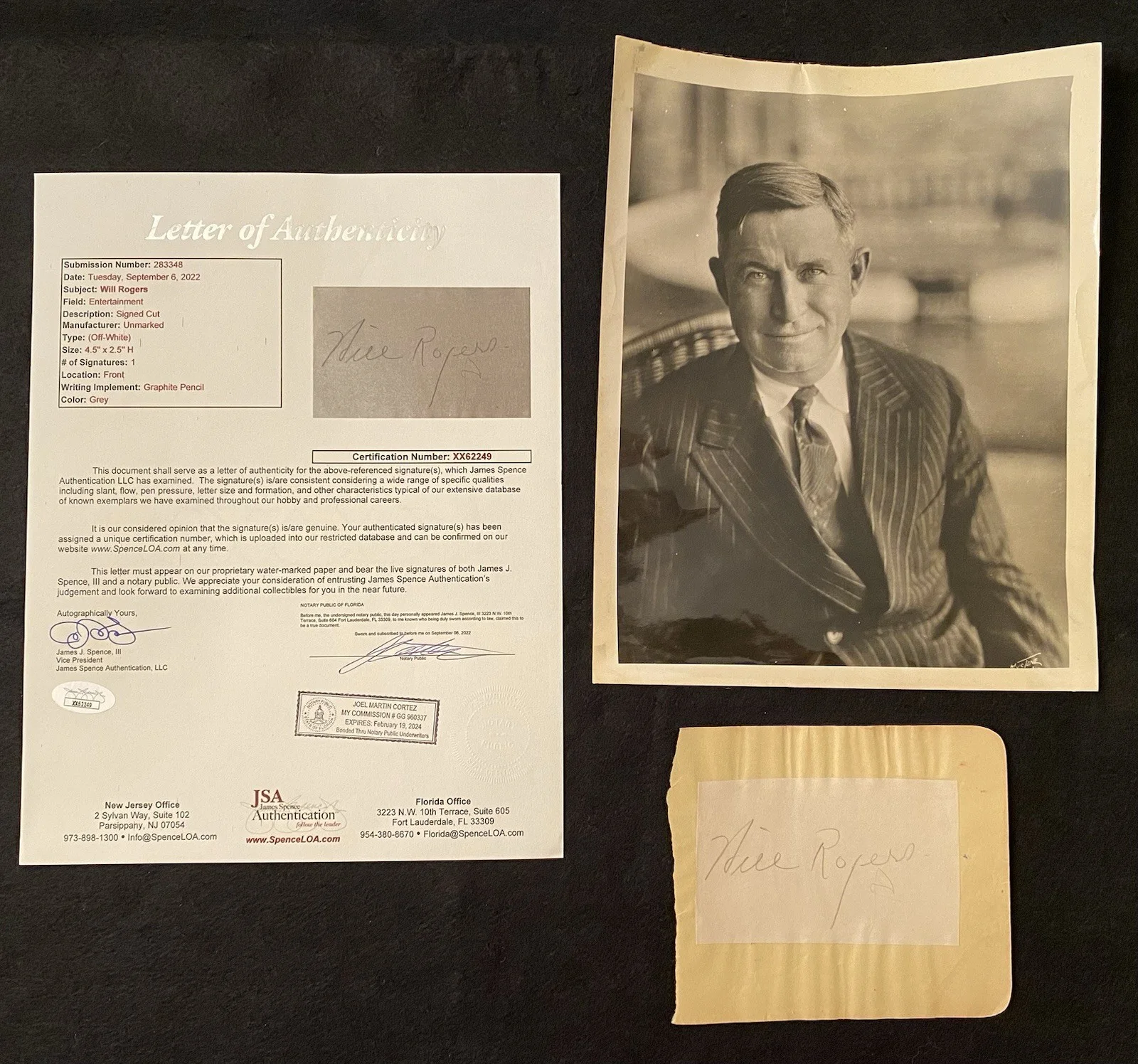Will Rogers — WILL ROGERS signed cut JSA LOA autograph signature + vintage 8x10 photo actor