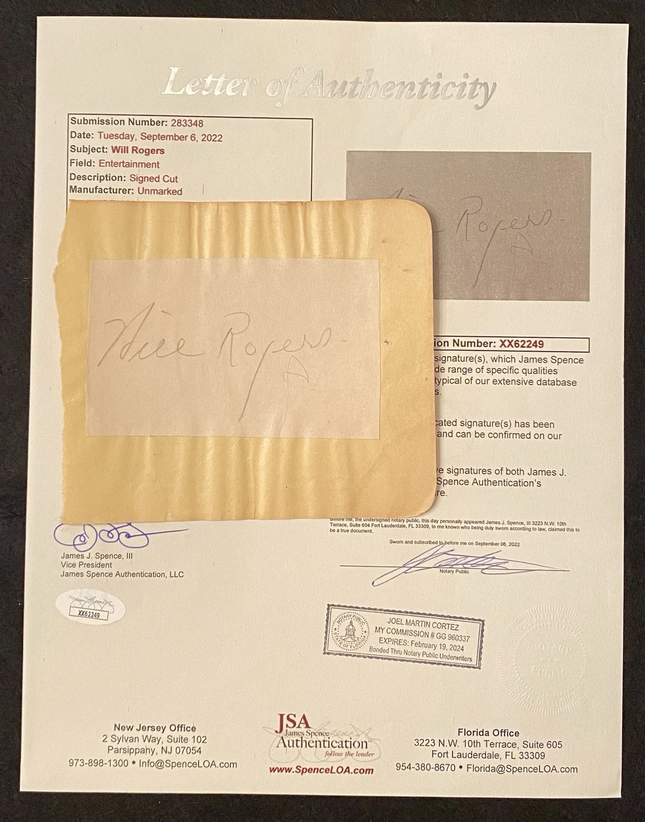 Will Rogers — WILL ROGERS signed cut JSA LOA autograph signature + vintage 8x10 photo actor, image 4