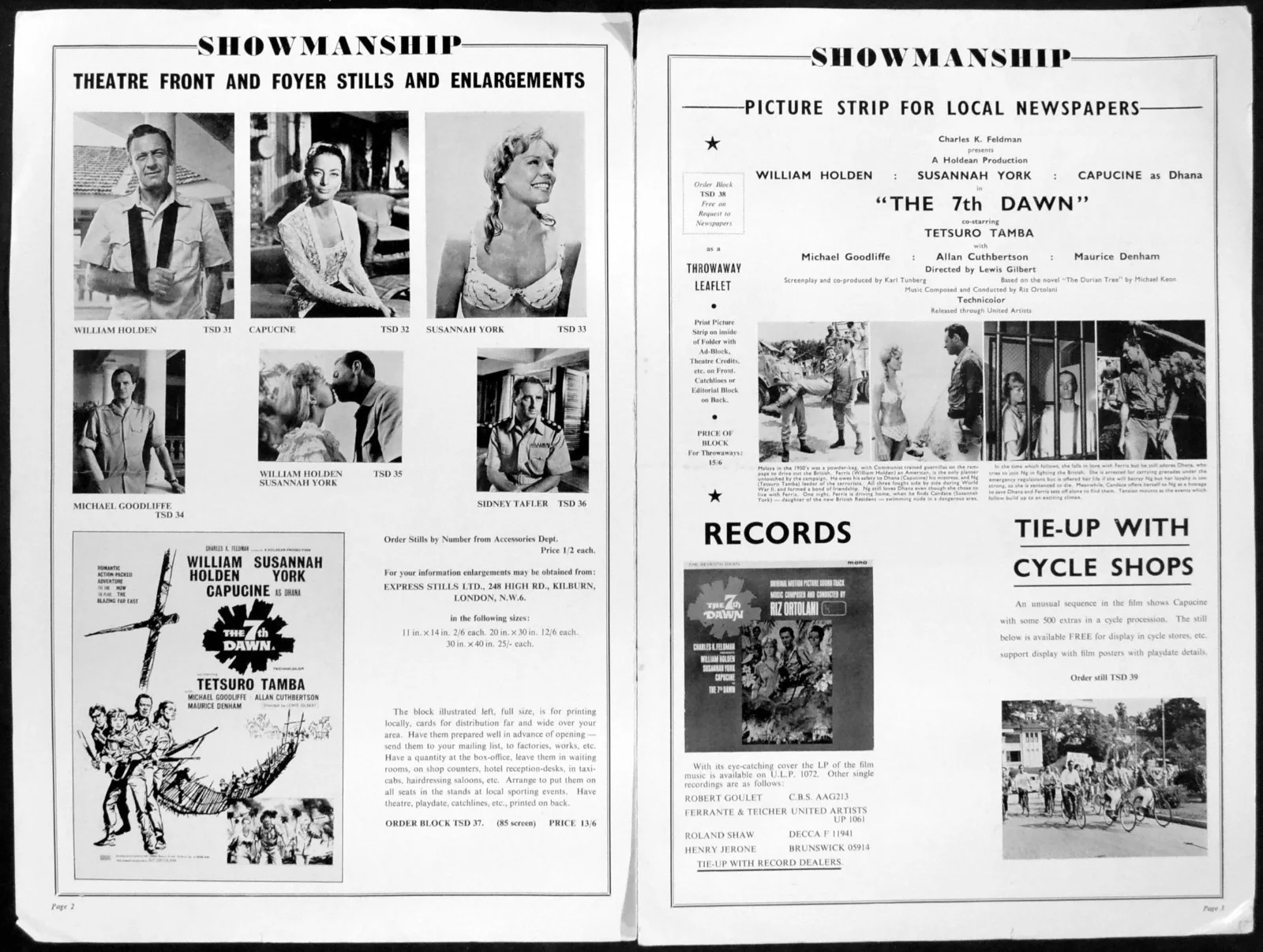 7TH DAWN 1964 William Holden, Susannah York, Capucine UK CAMPAIGN BOOK, image 2