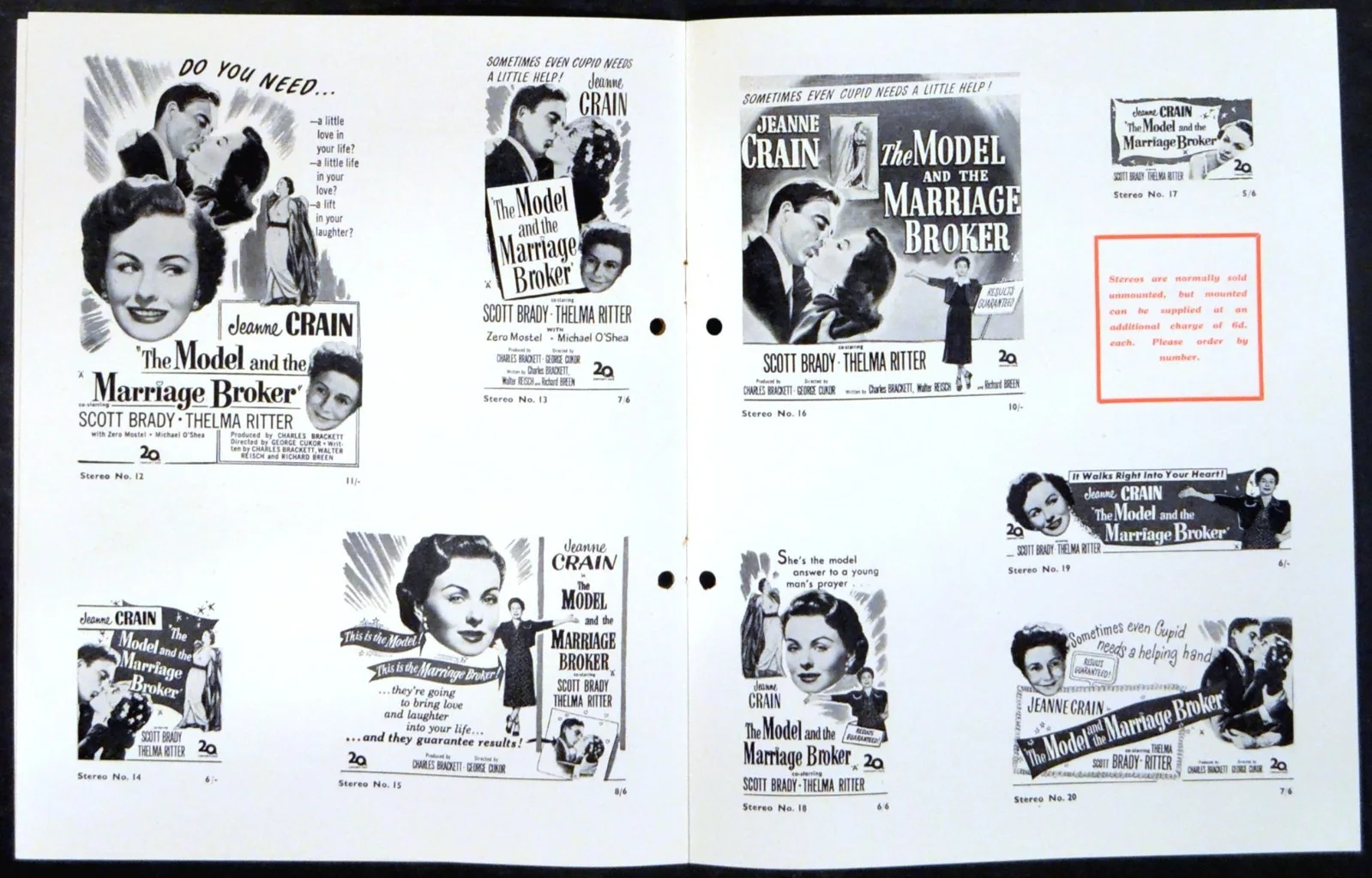 MODEL AND THE MARRIAGE BROKER 1951 Jeanne Crain, Scott Brady UK PRESSBOOK, изображение 2