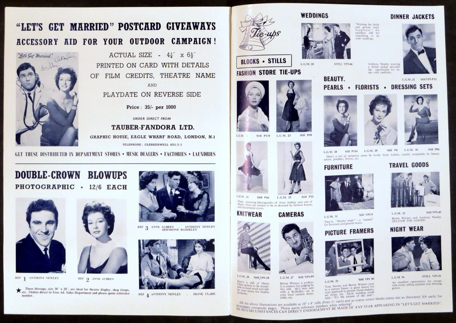 LET’S GET MARRIED 1960 Anthony Newley, Anne Aubrey, Bernie Winters CAMPAIGN BOOK, изображение 3