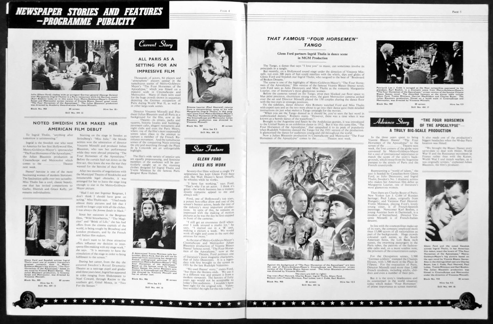 4 HORSEMEN OF THE APOCALYPSE 1961 Glenn Ford, Ingrid Thulin UK CAMPAIGN BOOK, изображение 2