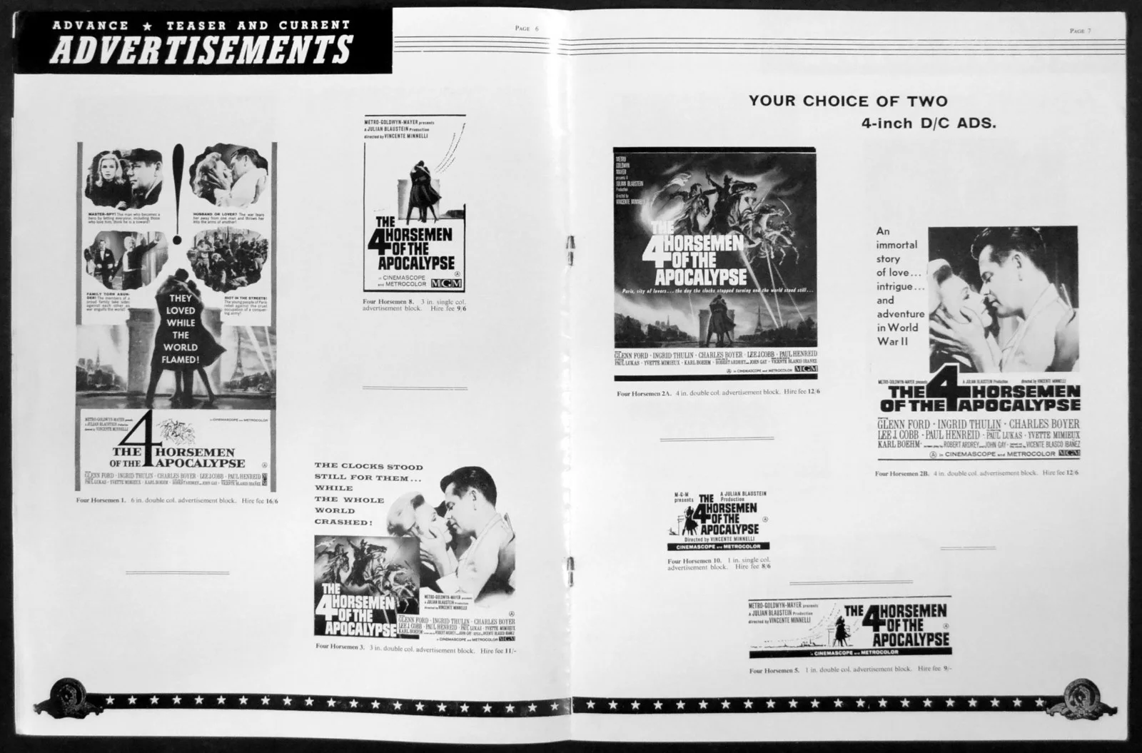 4 HORSEMEN OF THE APOCALYPSE 1961 Glenn Ford, Ingrid Thulin UK CAMPAIGN BOOK, изображение 3
