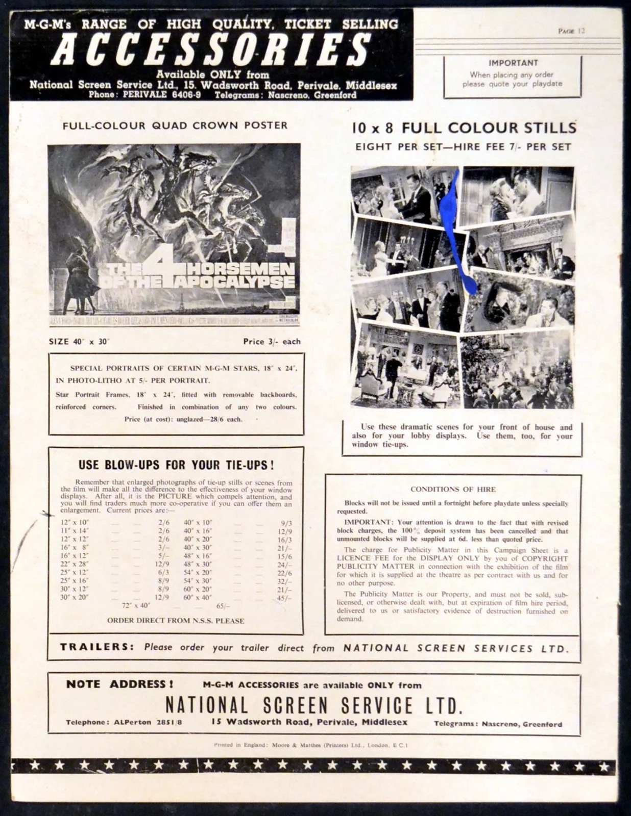 4 HORSEMEN OF THE APOCALYPSE 1961 Glenn Ford, Ingrid Thulin UK CAMPAIGN BOOK, изображение 4