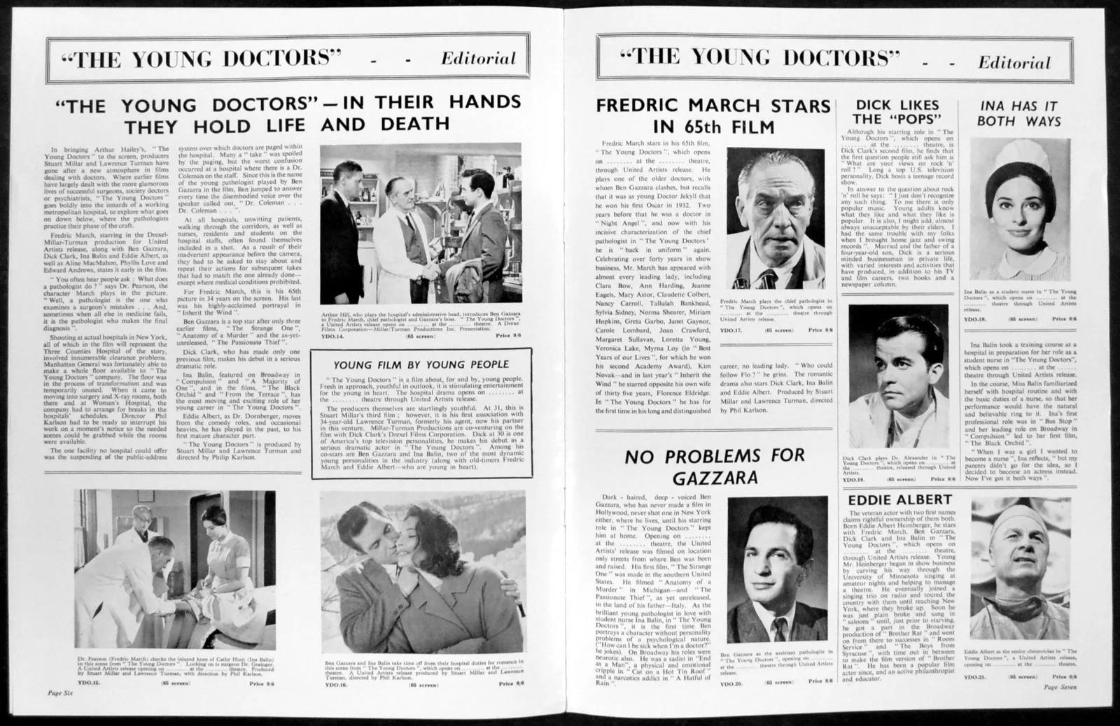 YOUNG DOCTORS 1961 Fredric March, Ben Gazzara, Dick Clark UK CAMPAIGN BOOK, изображение 2