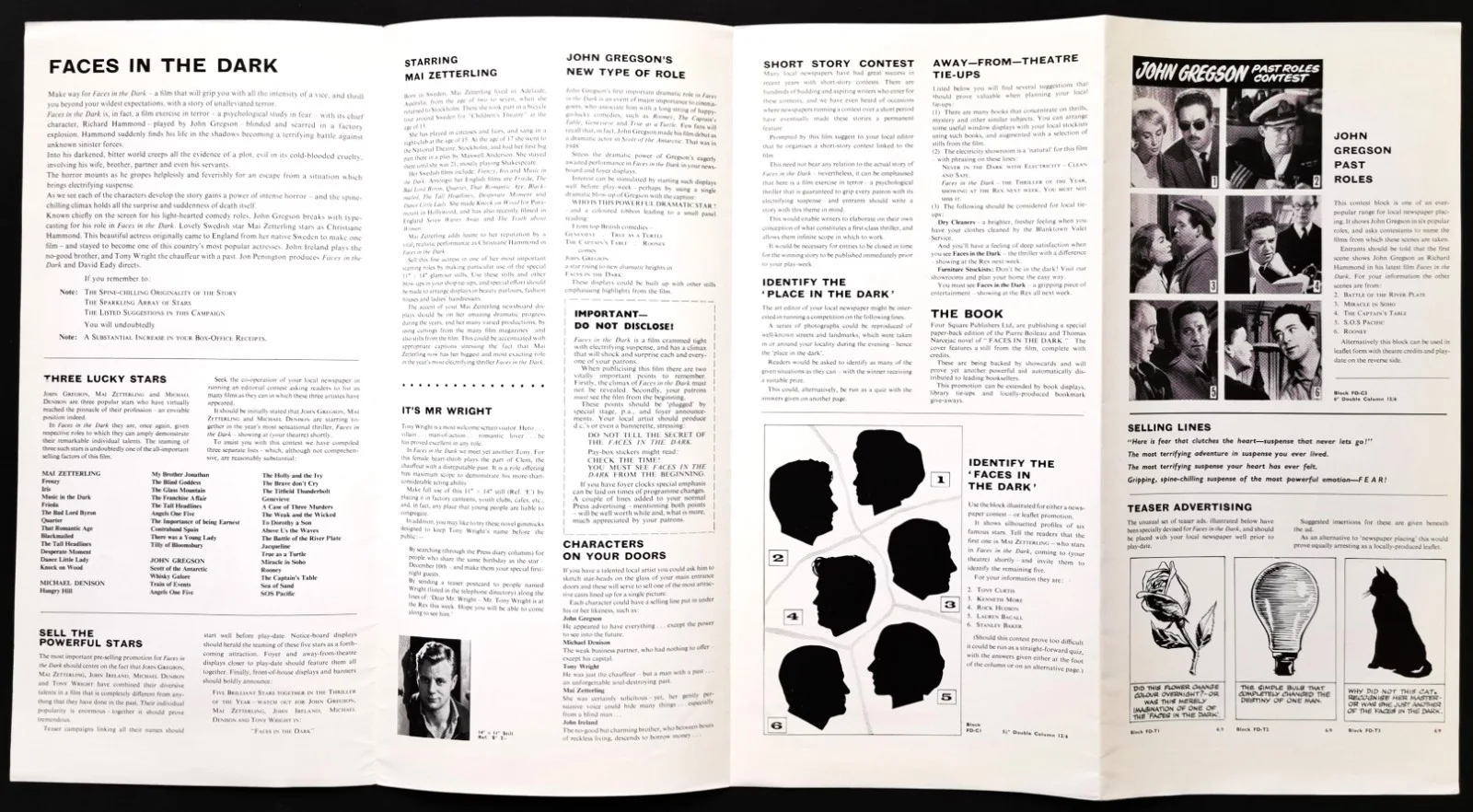 FACES IN THE DARK 1960 John Gregson, Mai Zetterling Michael Denison UK PRESSBOOK, image 2
