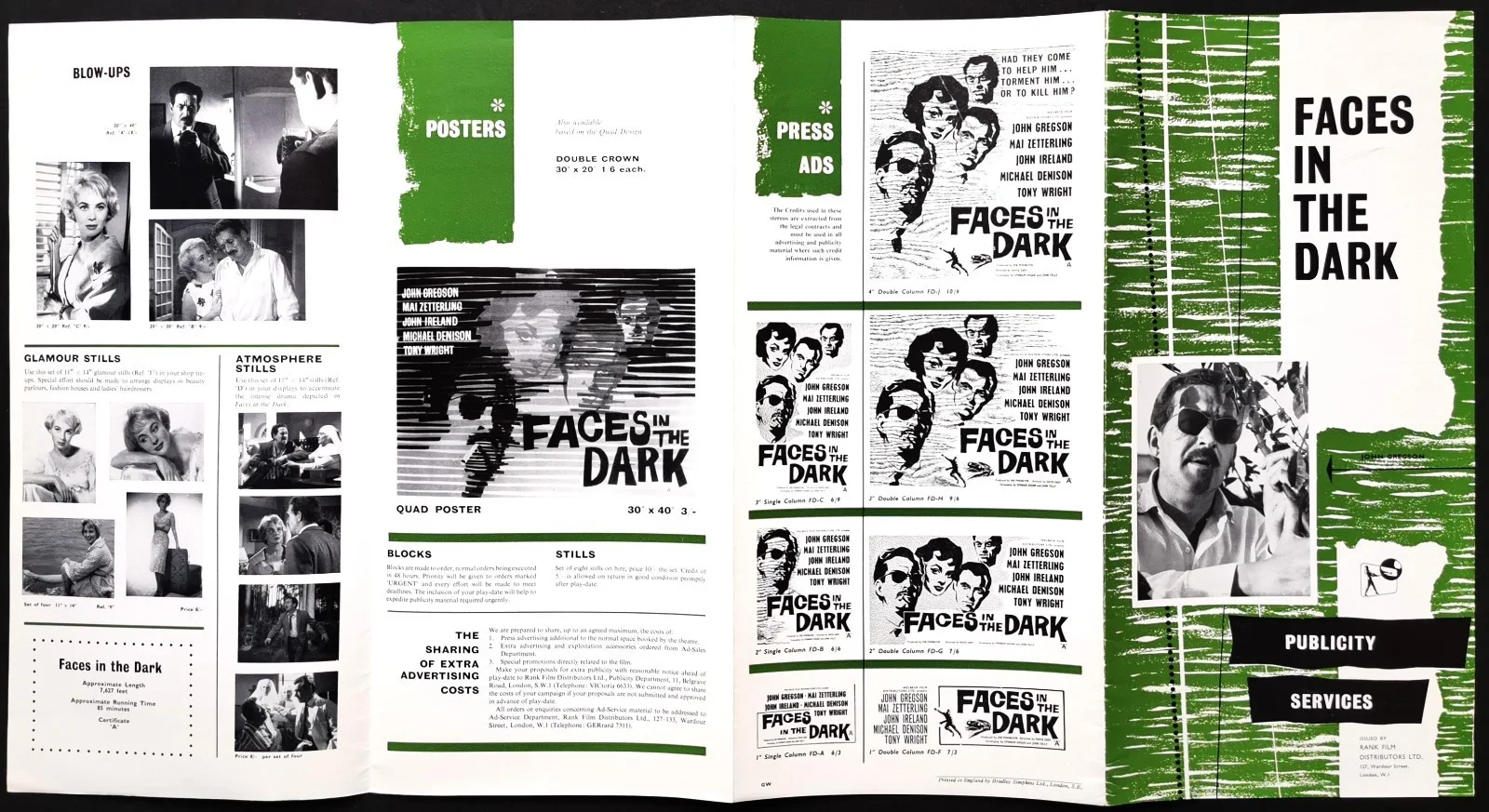 FACES IN THE DARK 1960 John Gregson, Mai Zetterling Michael Denison UK PRESSBOOK, image 3