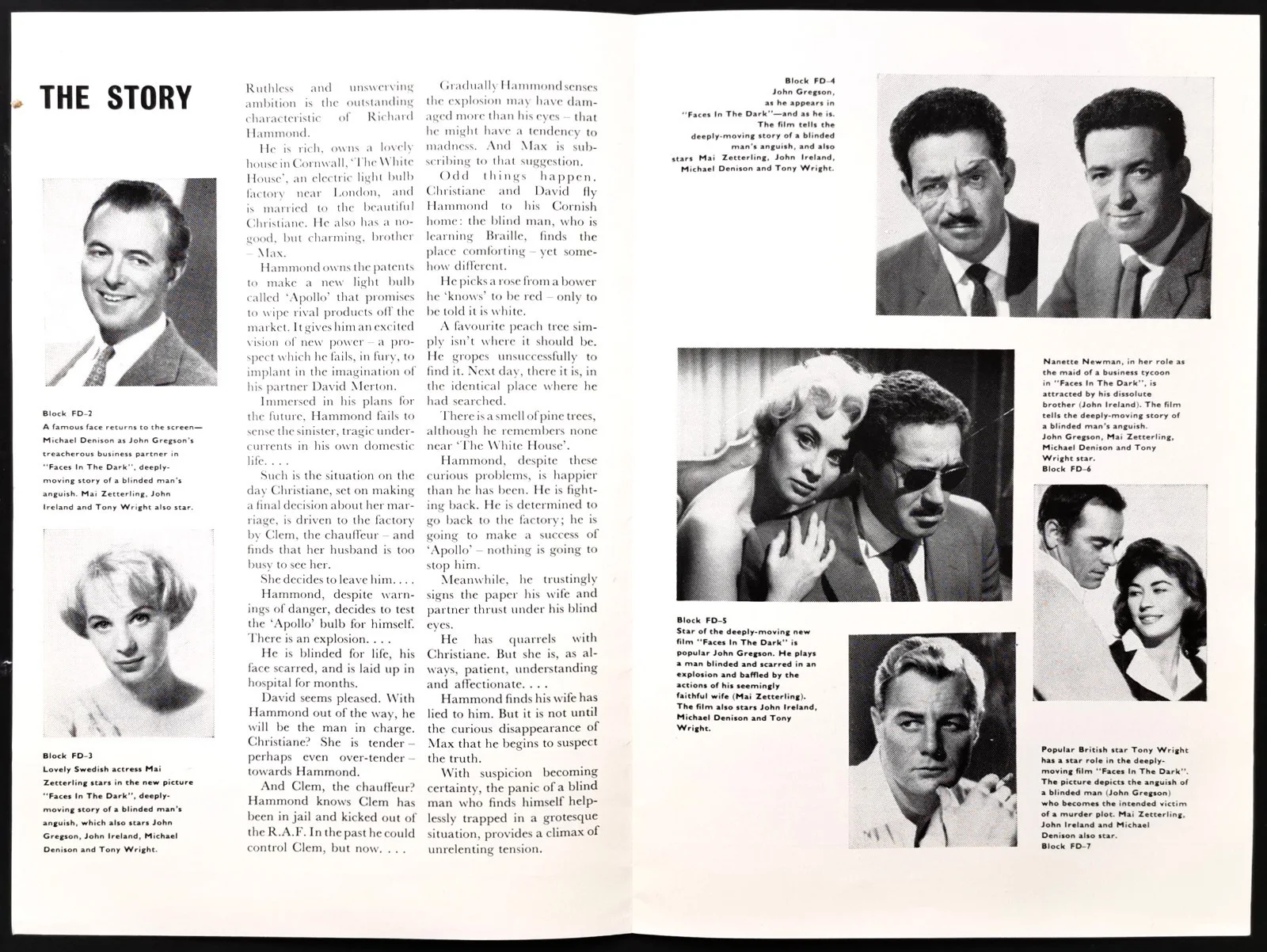 FACES IN THE DARK 1960 John Gregson, Mai Zetterling Michael Denison UK PRESSBOOK, image 4