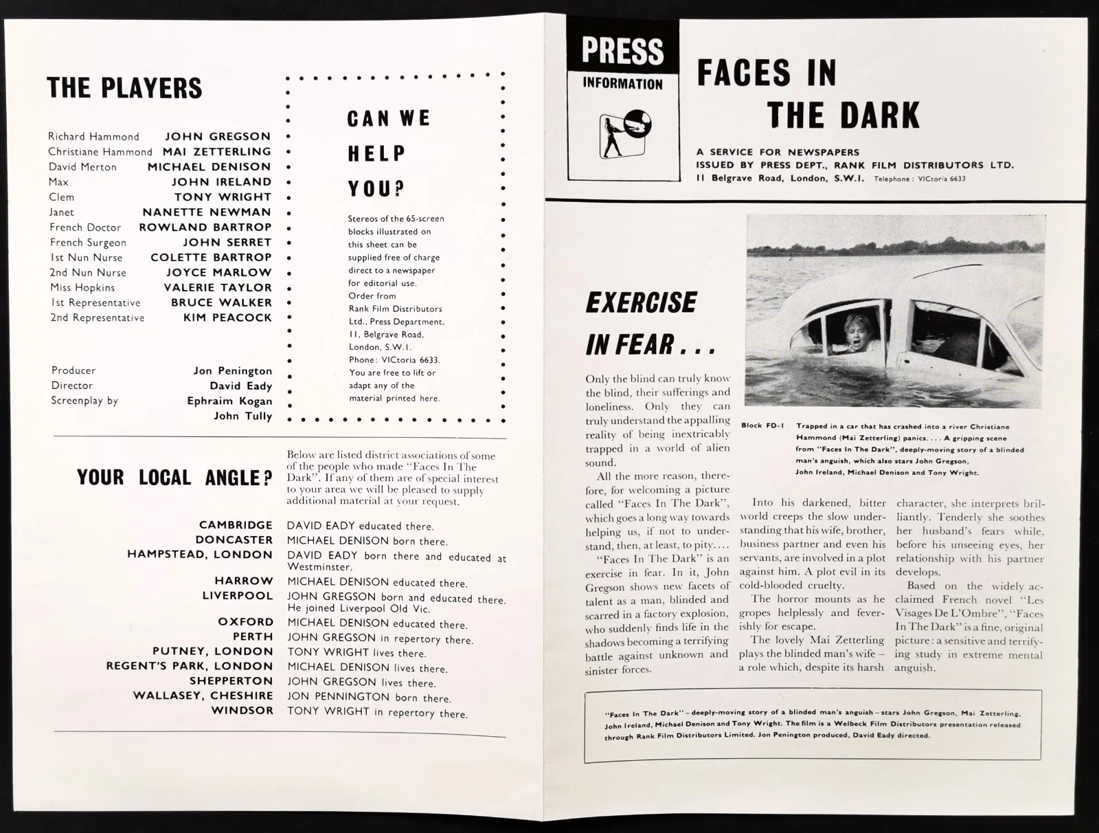FACES IN THE DARK 1960 John Gregson, Mai Zetterling Michael Denison UK PRESSBOOK, image 5
