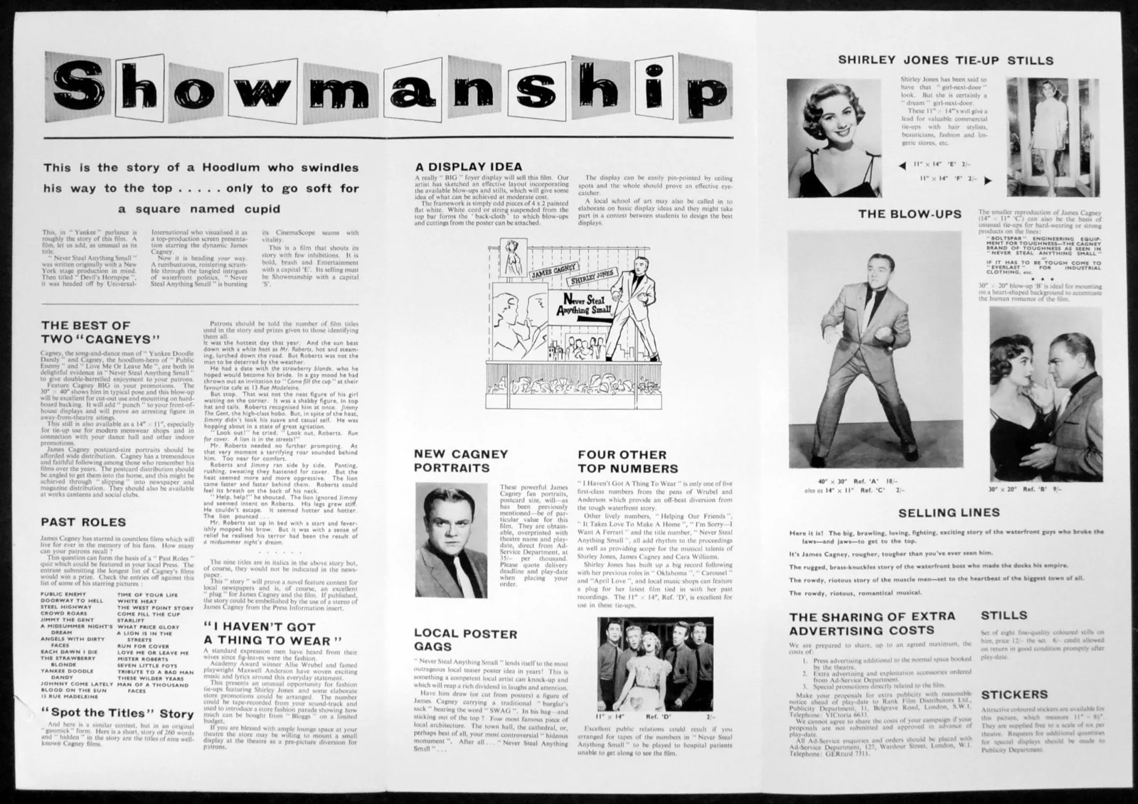 NEVER STEAL ANYTHING SMALL 1959 James Cagney, Shirley Jones UK PRESSBOOK, изображение 2