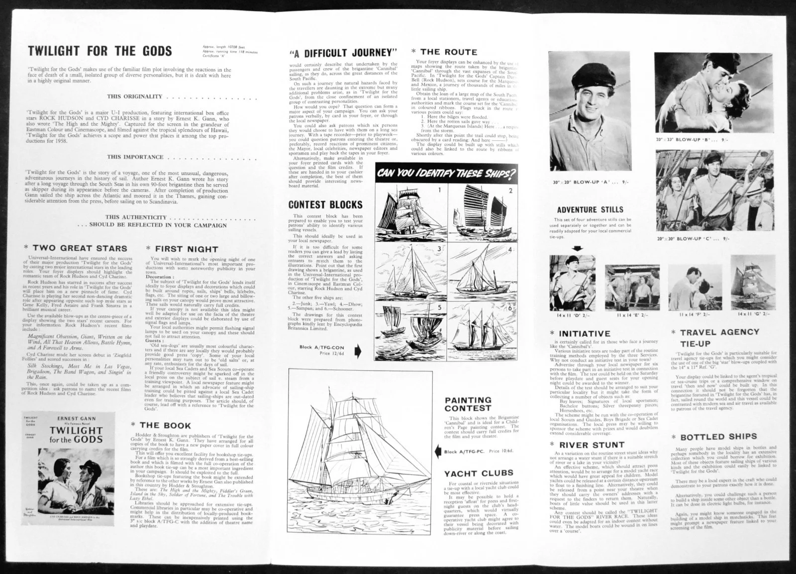 TWILIGHT FOR THE GODS 1958 Rock Hudson Cyd Charisse Arthur Kennedy CAMPAIGN BOOK, изображение 2