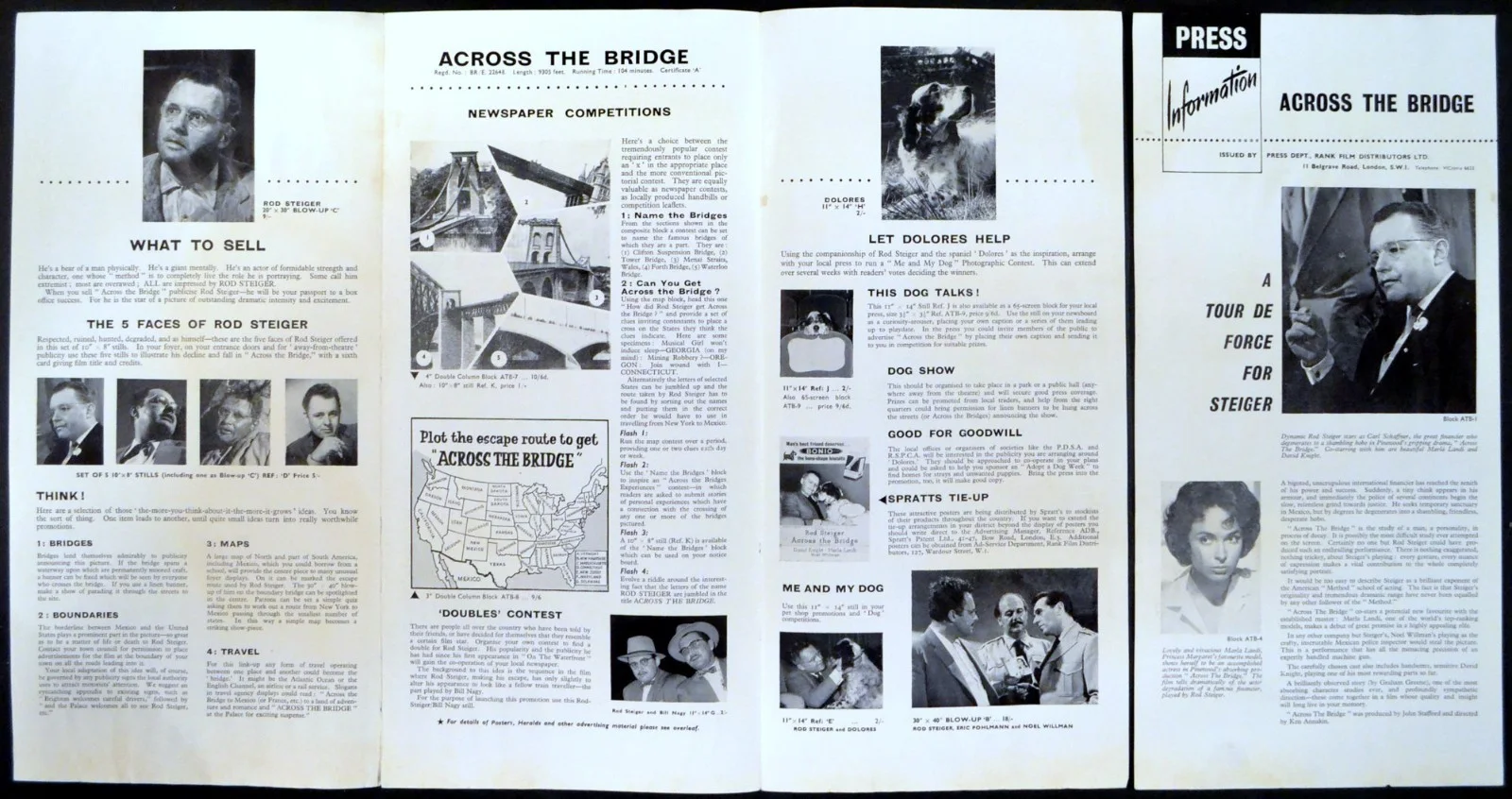 ACROSS THE BRIDGE 1957 Rod Steiger David Knight UK CAMPAIGN BOOK, изображение 2