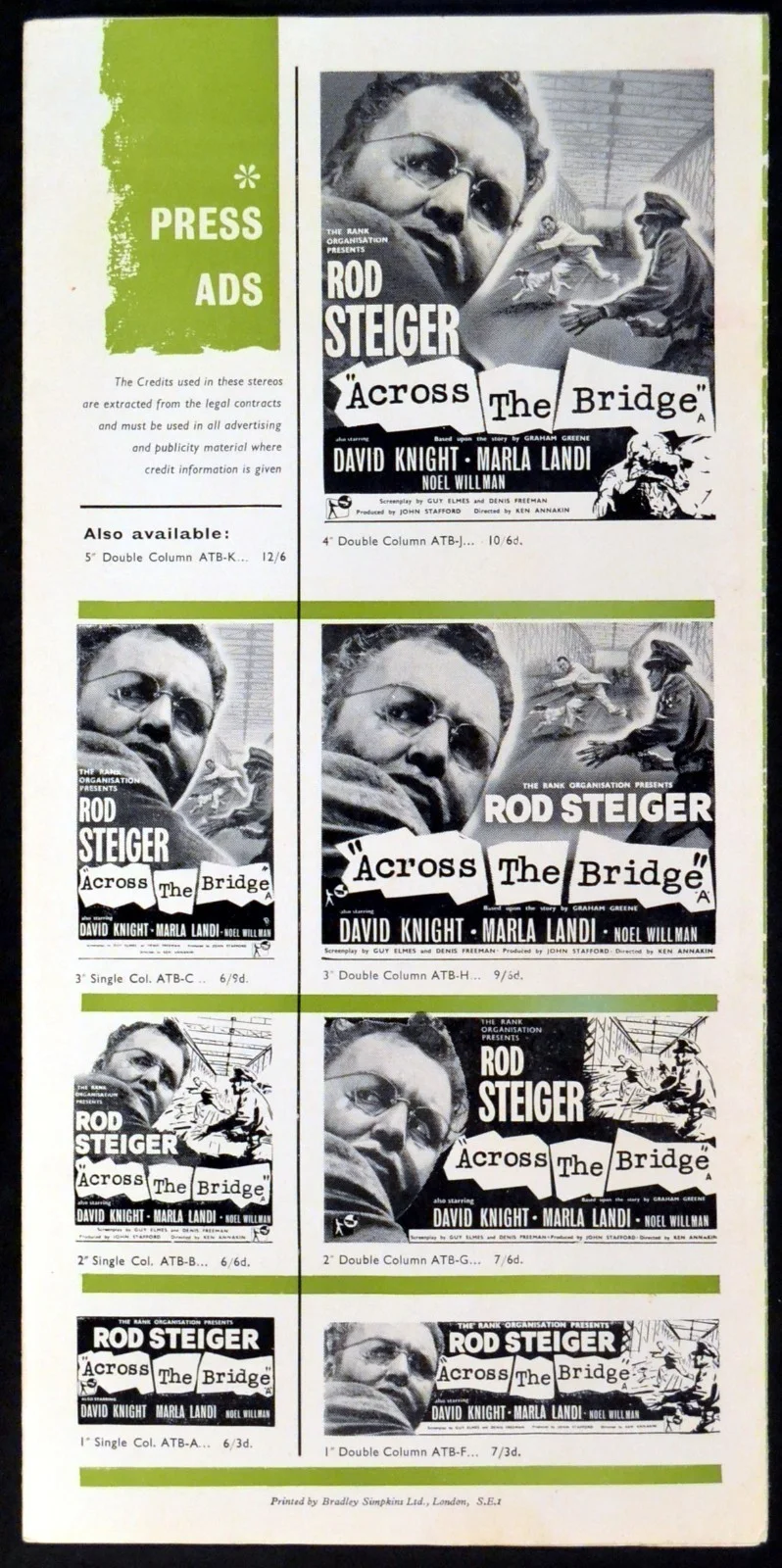 ACROSS THE BRIDGE 1957 Rod Steiger David Knight UK CAMPAIGN BOOK, изображение 3