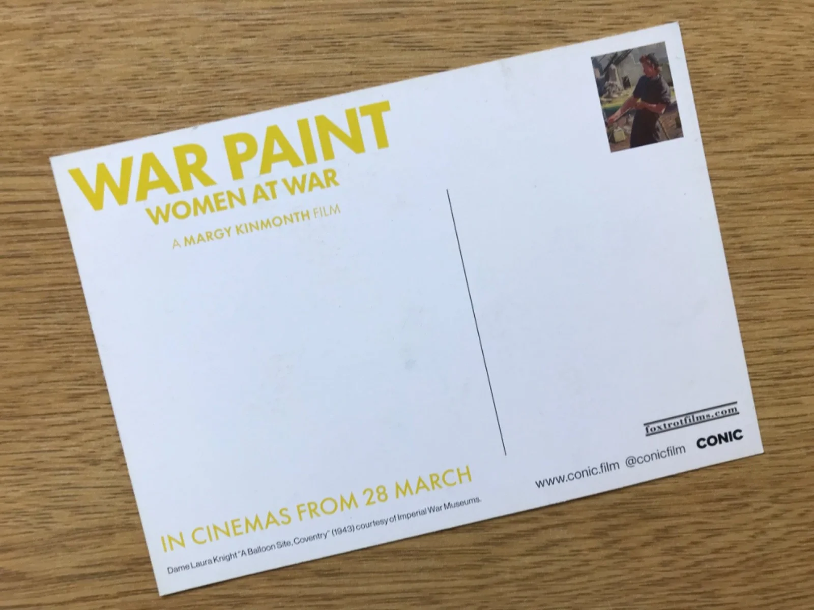 New WAR PAINT: WOMEN AT WAR (2025 Movie) PROMO POSTCARD / FLYER - Margy Kinmonth, изображение 2