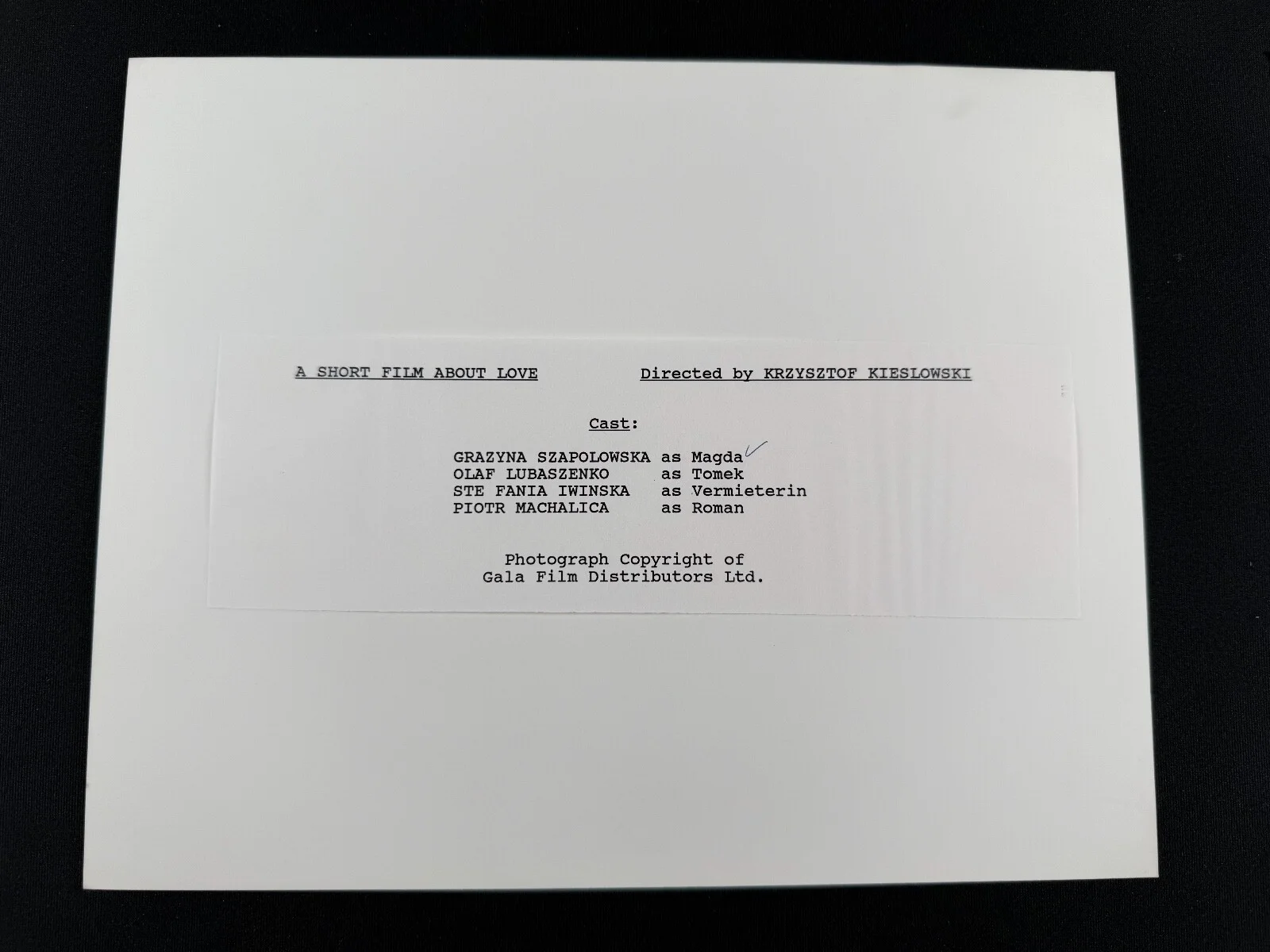 RARE A4 1988 A Short Film About Love B/W Press Scene Print (Grazyna Szapolowska), изображение 2
