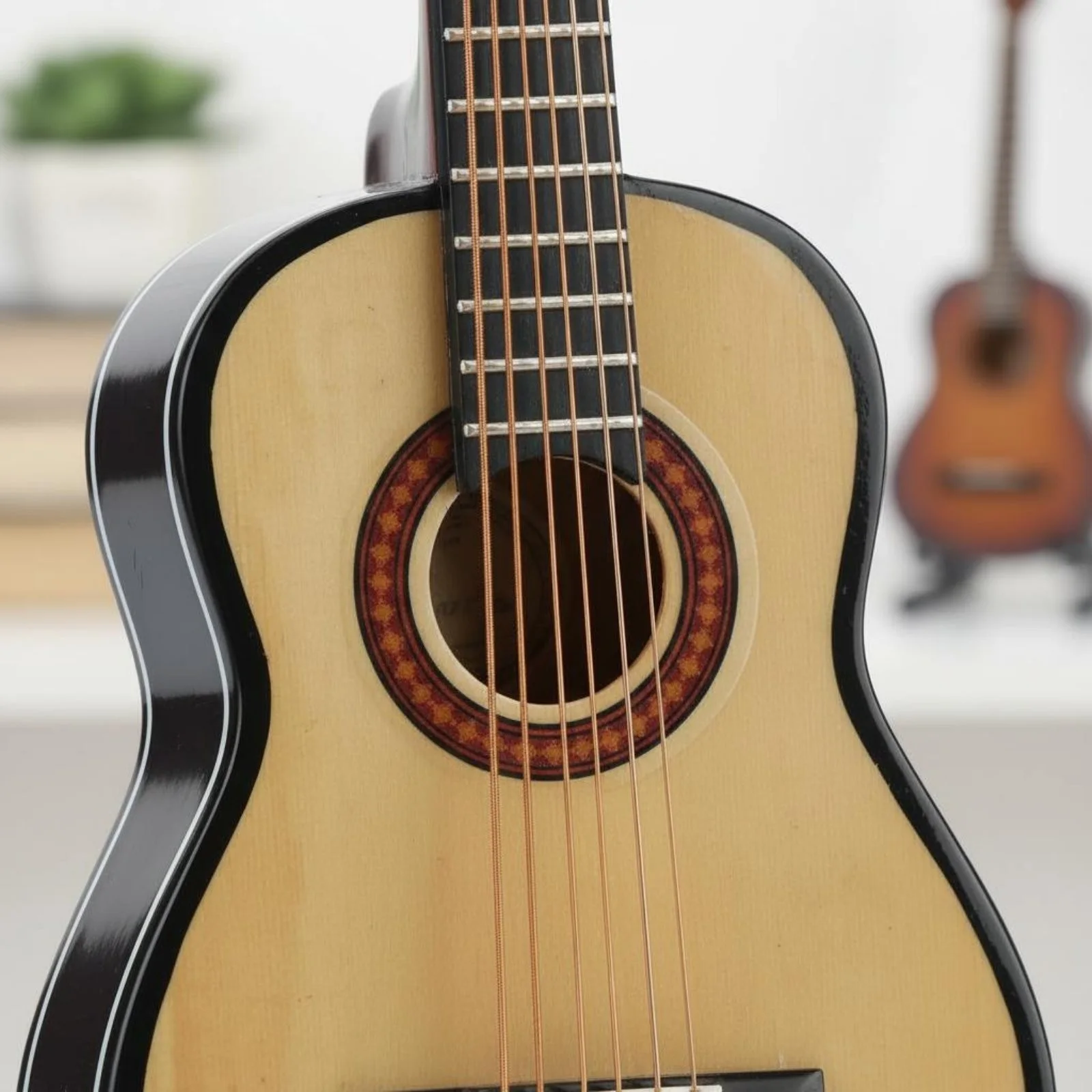 2 Pieces Miniature Guitar Model With Stand House Decoration Realistic Design, image 4
