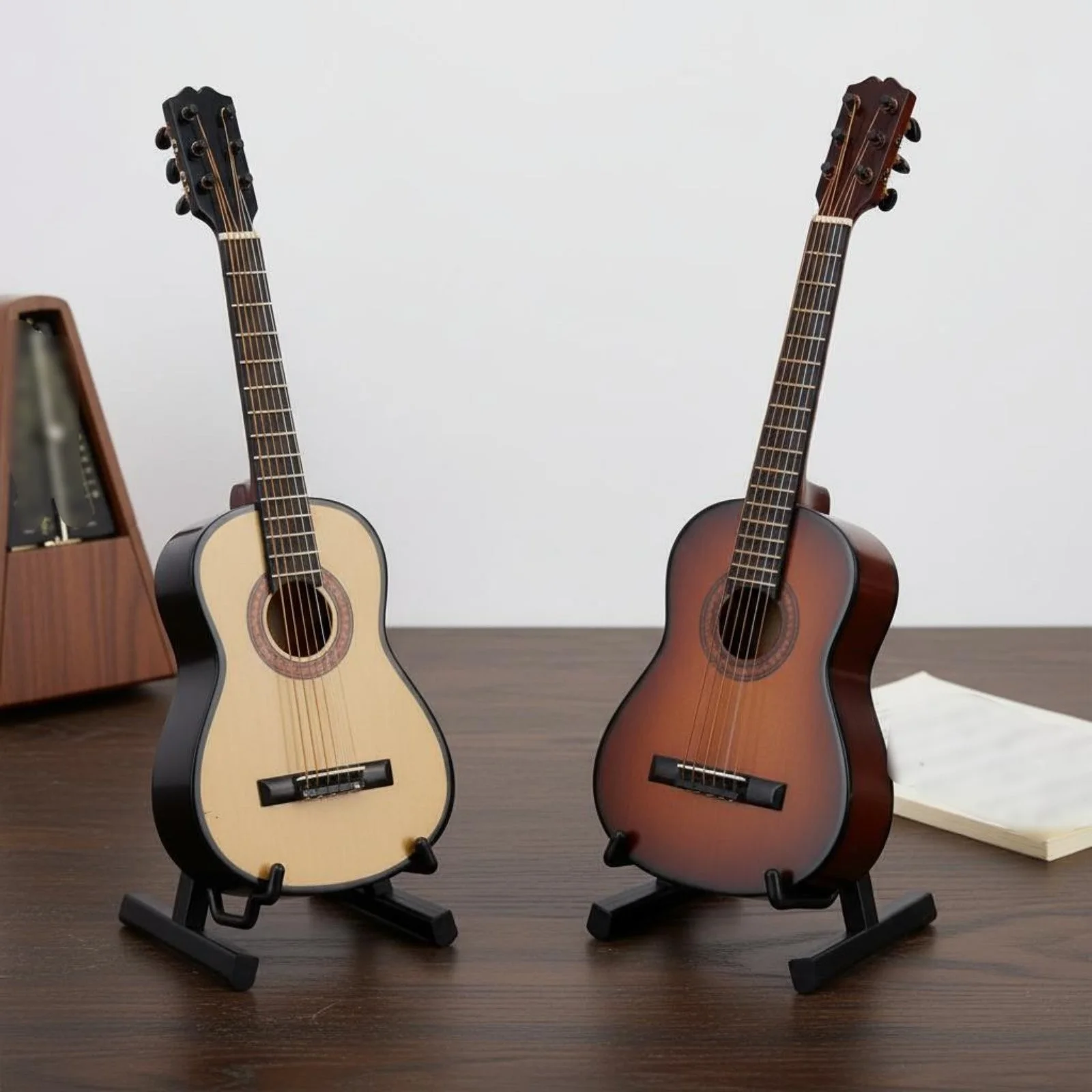 2 Pieces Miniature Guitar Model With Stand House Decoration Realistic Design, image 5