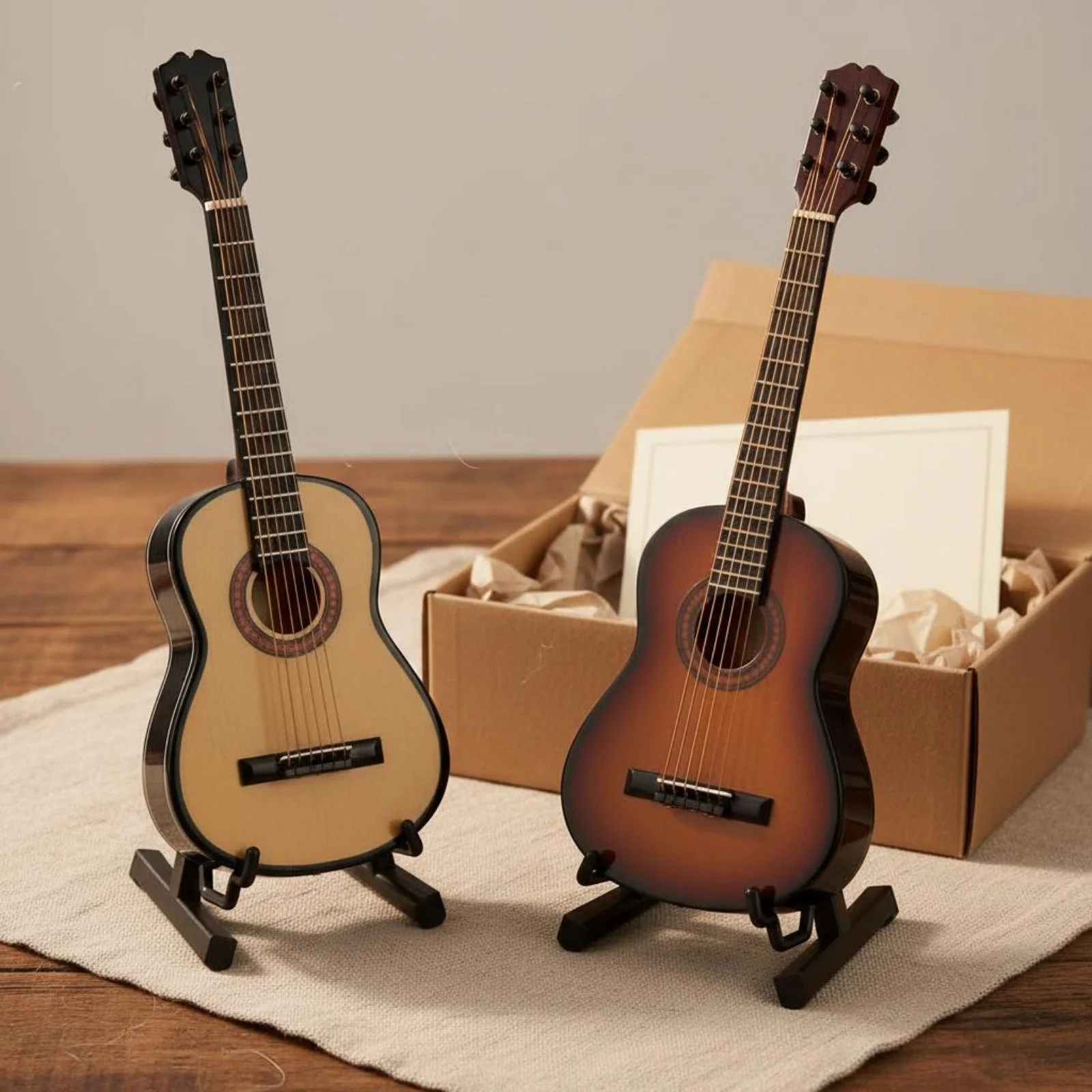 2 Pieces Miniature Guitar Model With Stand House Decoration Gift Idea for, image 3