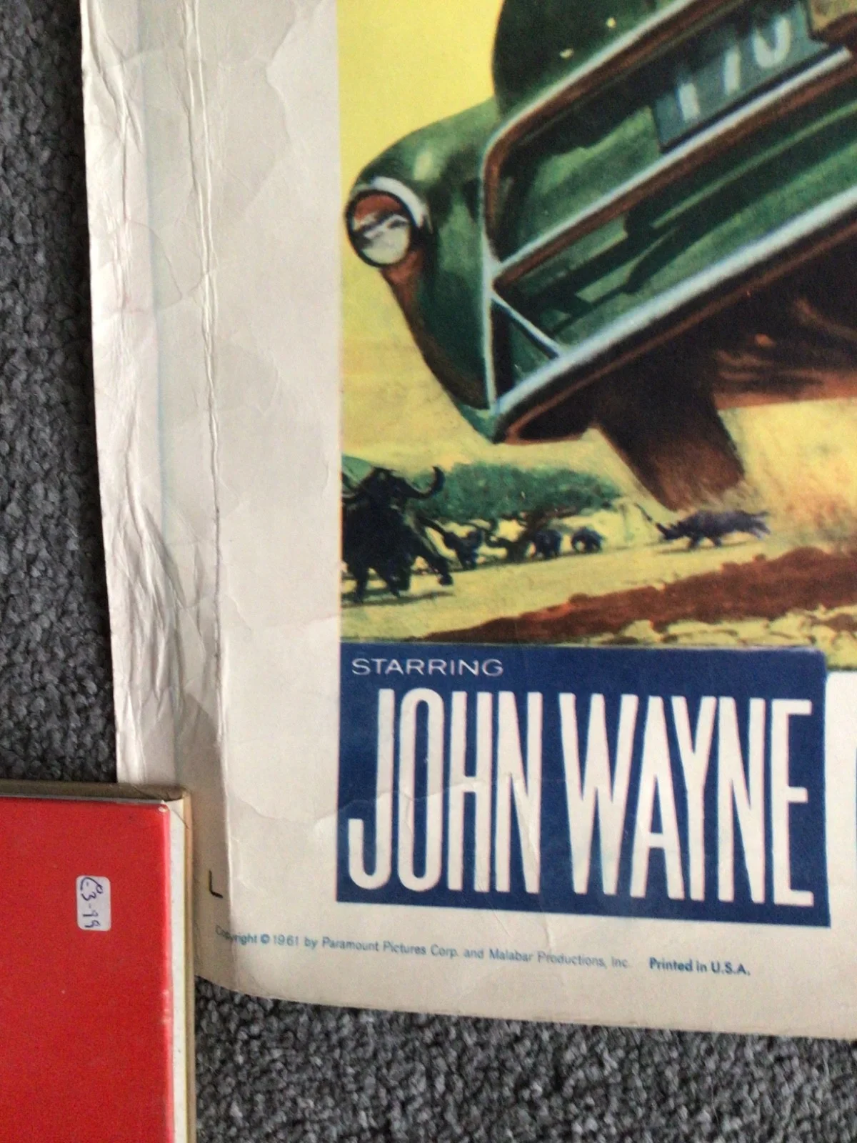 John Wayne Hatari original movie poster 1962 Very Good condition, изображение 3