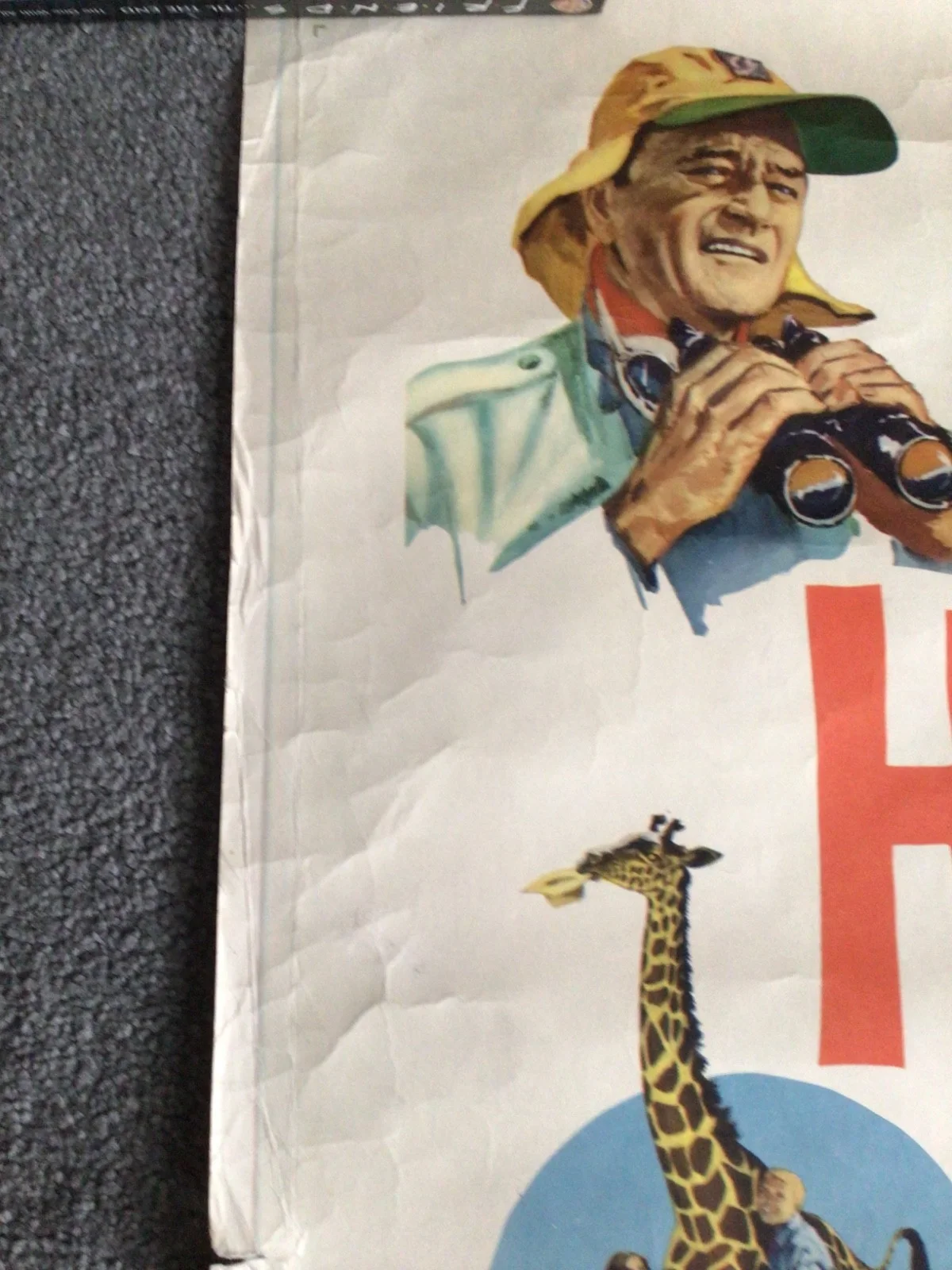 John Wayne Hatari original movie poster 1962 Very Good condition, изображение 5