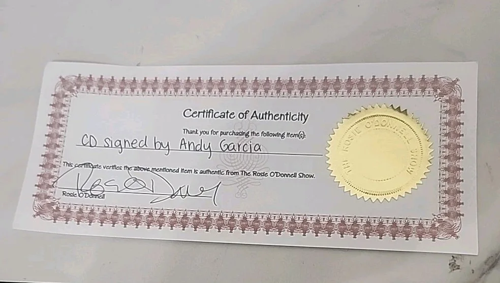ANDY GARCIA SIGNED CD 2000 FOR LOVE OR COUNTRY COA SIGNED BY ROSIE O'DONNELL MT, image 3