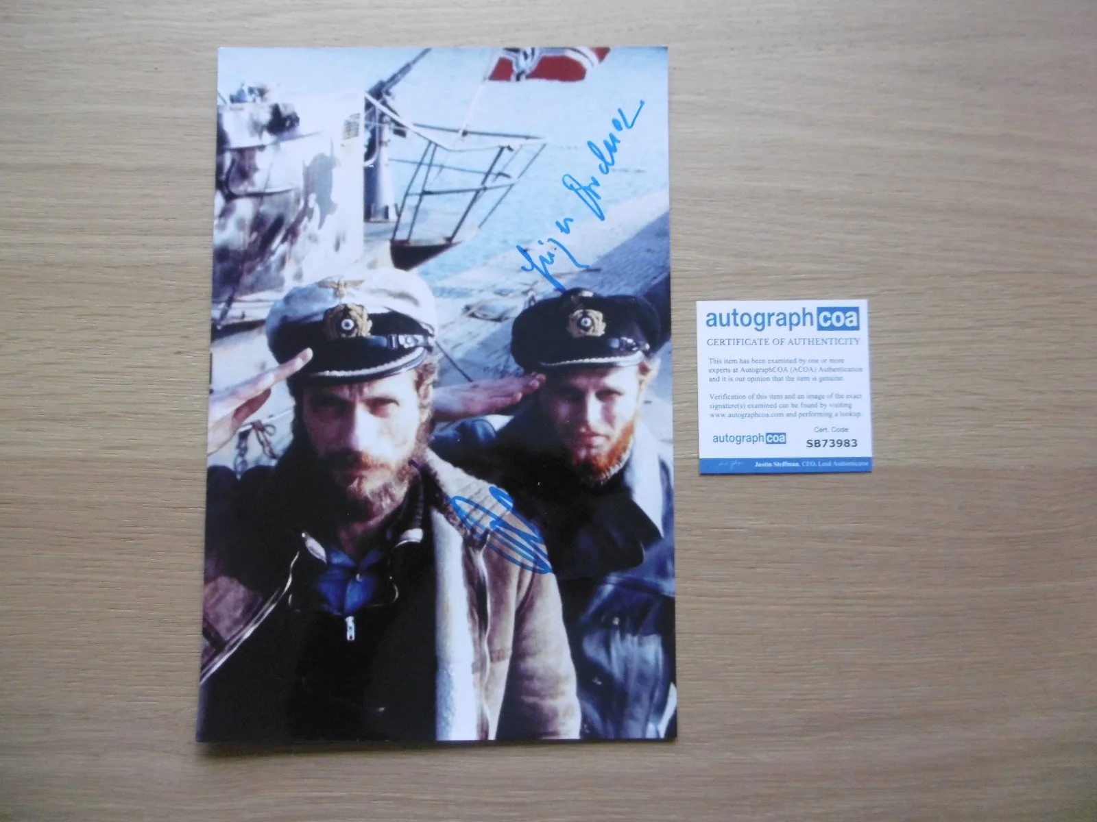 Jürgen Prochnow & Herbert Grönemeyer — Jürgen Prochnow & Grönemeyer "The Boat" signed 8x12 inch photo autograph ACOA